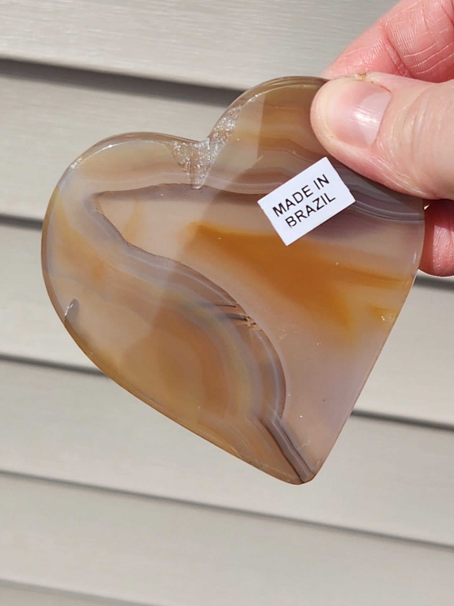 Beautiful Buttery Polished Druzy Agate Crystal Heart on metal stand