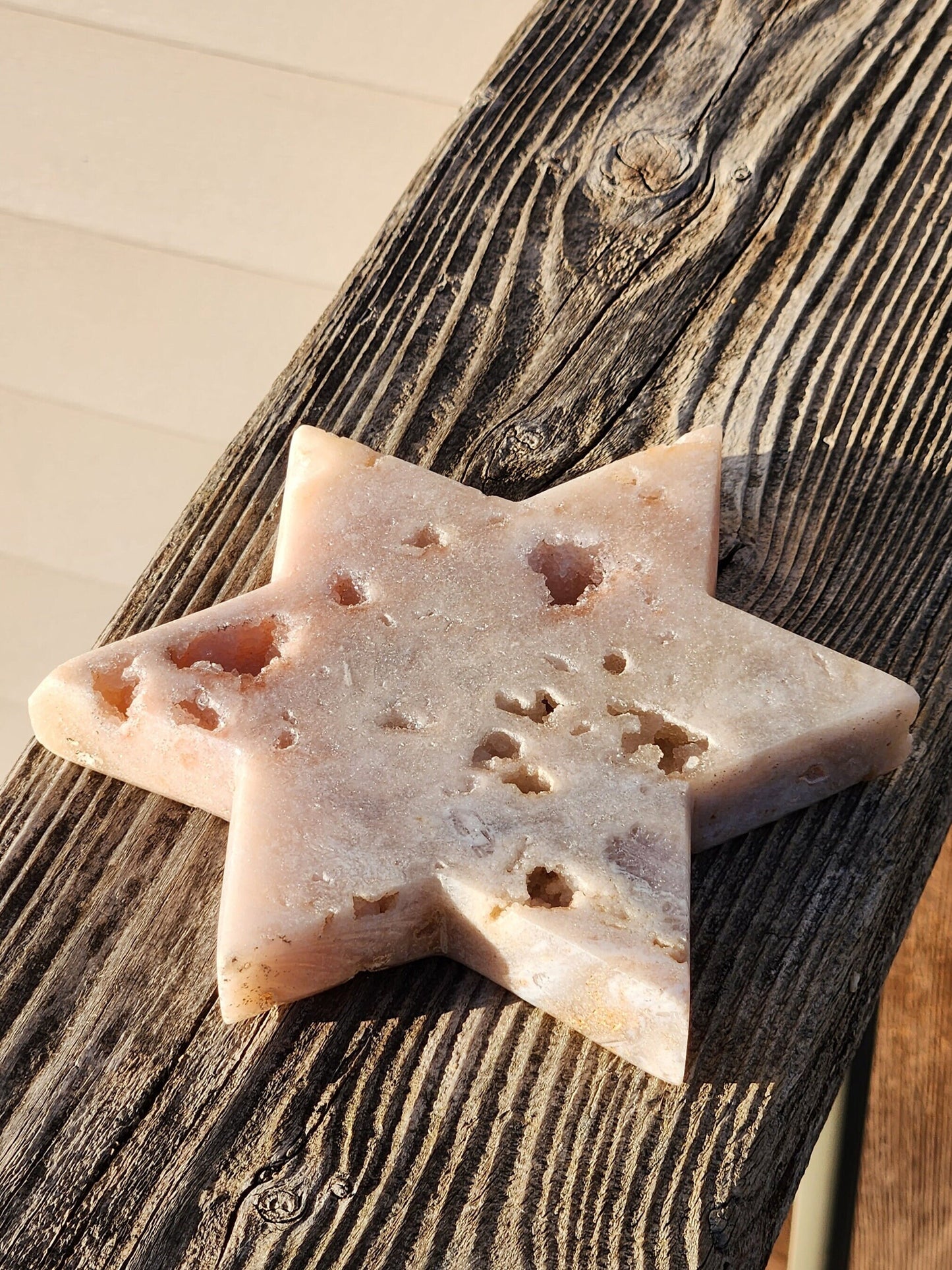 Beautiful AAA 6 Point Star Pink Amethyst Crystal with Tons of Druzy, Star of David, Spirit Conjuring
