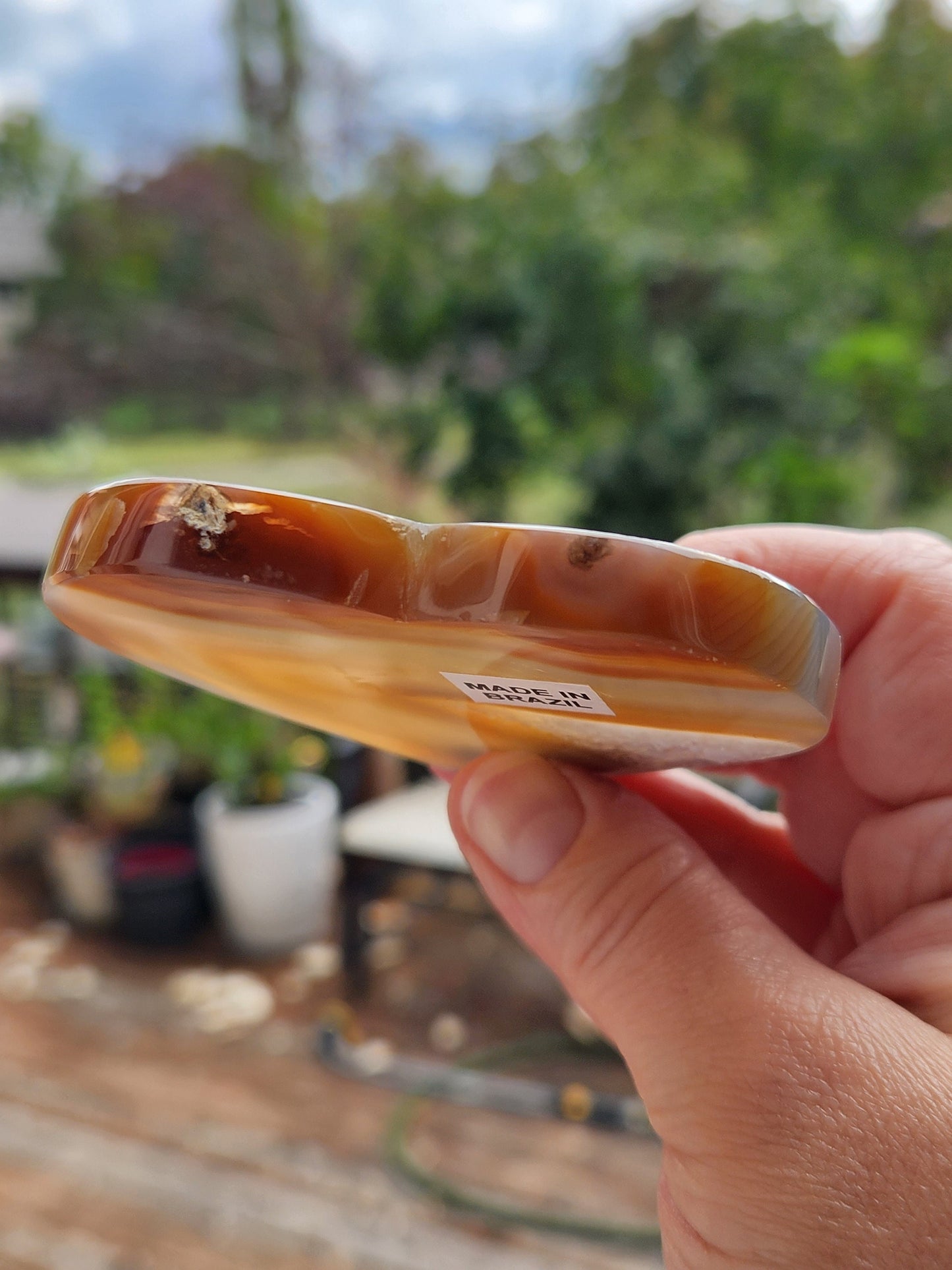 Beautiful High Buttery Polished Druzy Agate Crystal Rock Heart Slice on metal stand