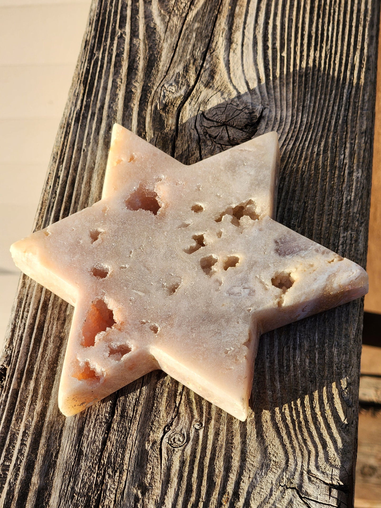 AAA Pink Amethyst Star with Druzy Pockets - 5.5" Brazil Crystal