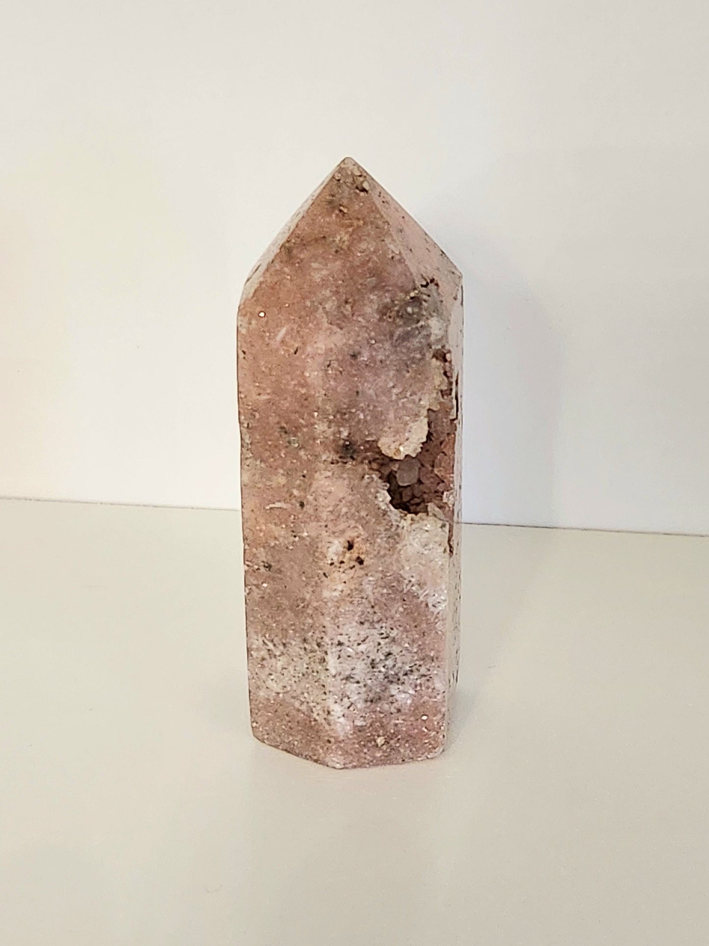 Beautiful Big Cystals Druzy Pink Amethyst Crystal Tower with Hematite inclusions!