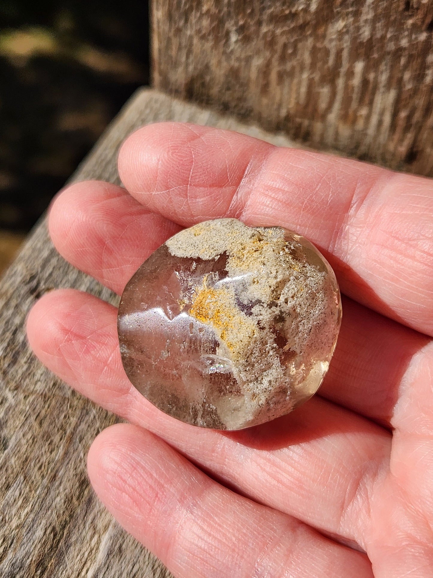 Gorgeous AAA Smoky Garden Quartz Crystal Tumble with inclusions, Lodolite