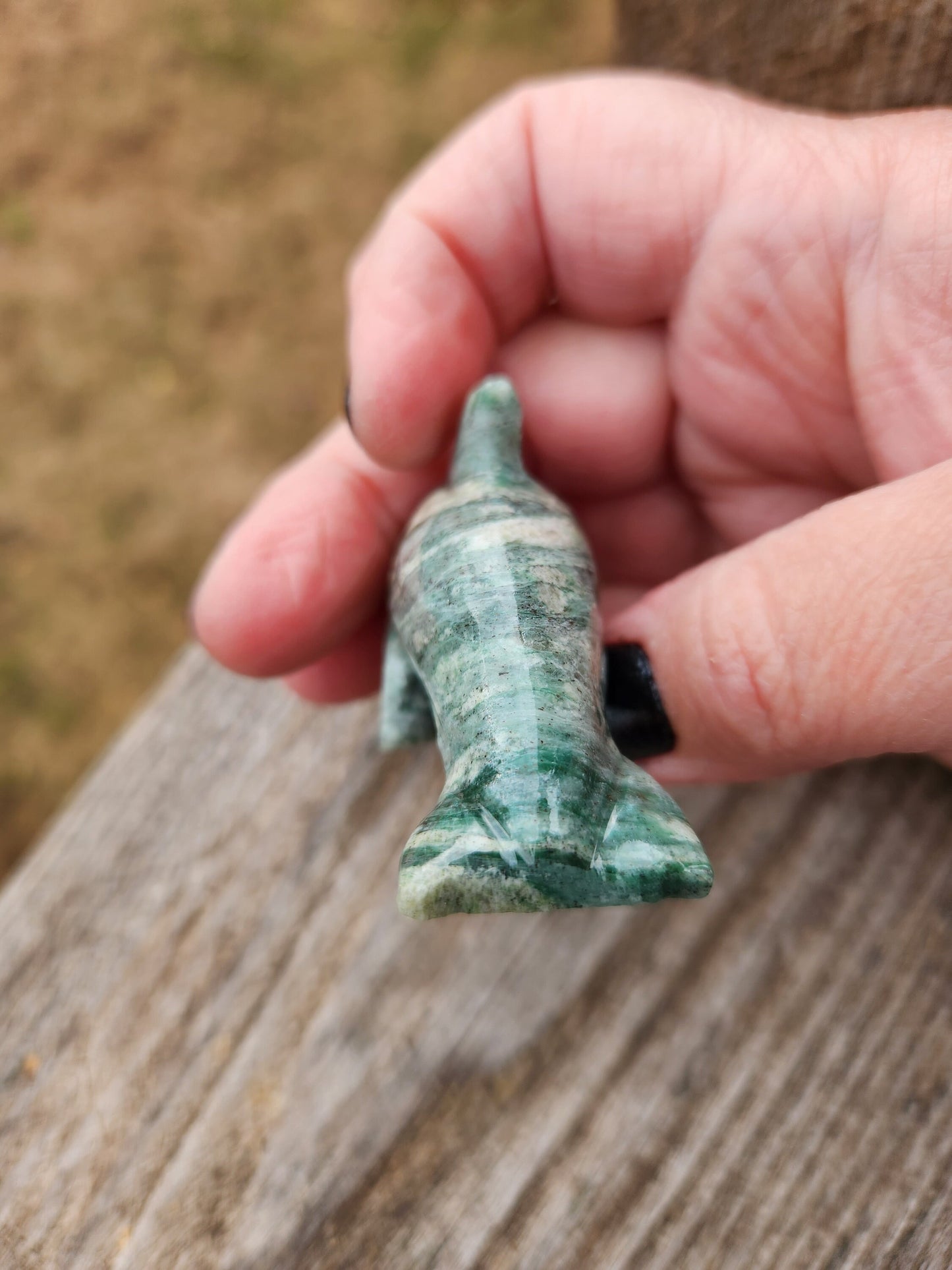 Beautiful Small Dolomite and Calcite Dolphin Crystal High Polish Stone Carving