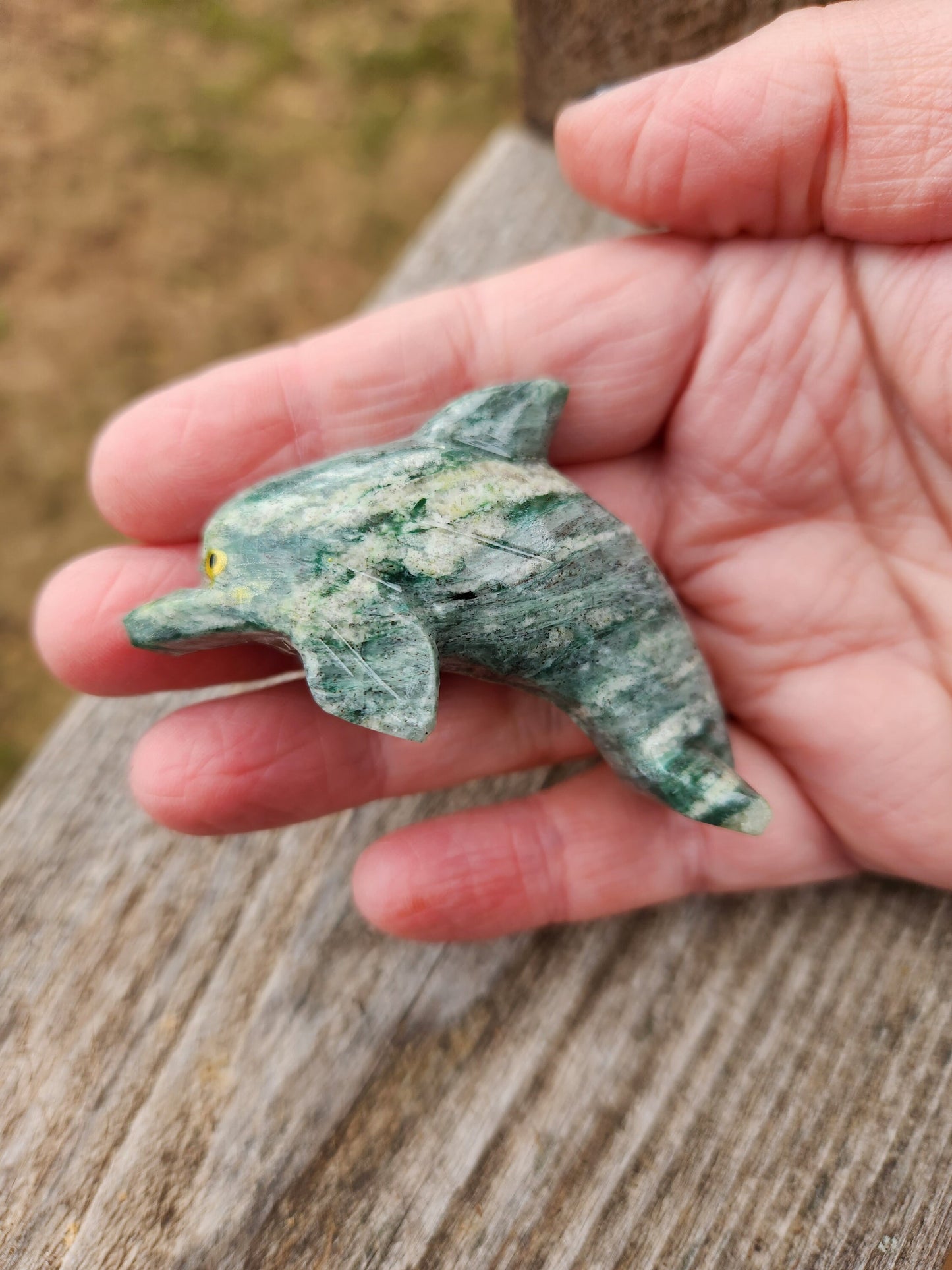 Beautiful Small Dolomite and Calcite Dolphin Crystal High Polish Stone Carving