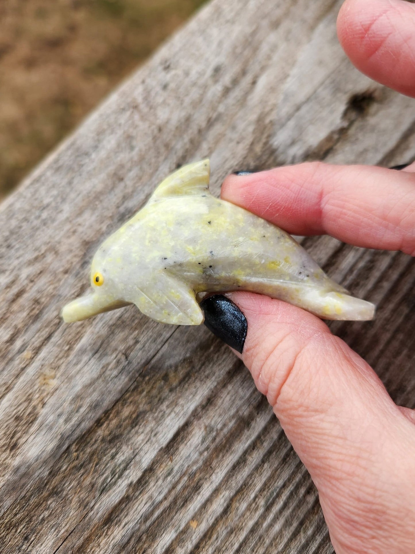 Beautiful Small Dolomite and Calcite Dolphin Crystal High Polish Stone Carving