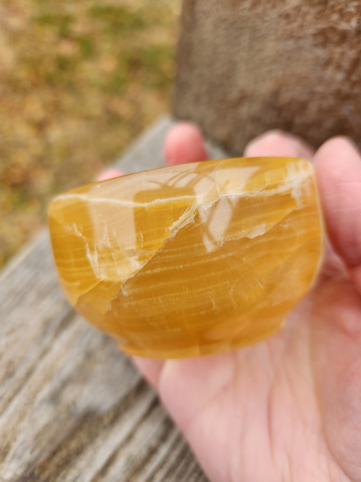 AAA Honey Calcite Crystal Bowl: Golden Tans, High Polish