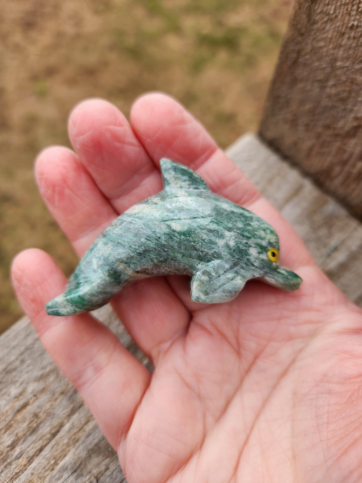 Beautiful Small Dolomite and Calcite Dolphin Crystal High Polish Stone Carving