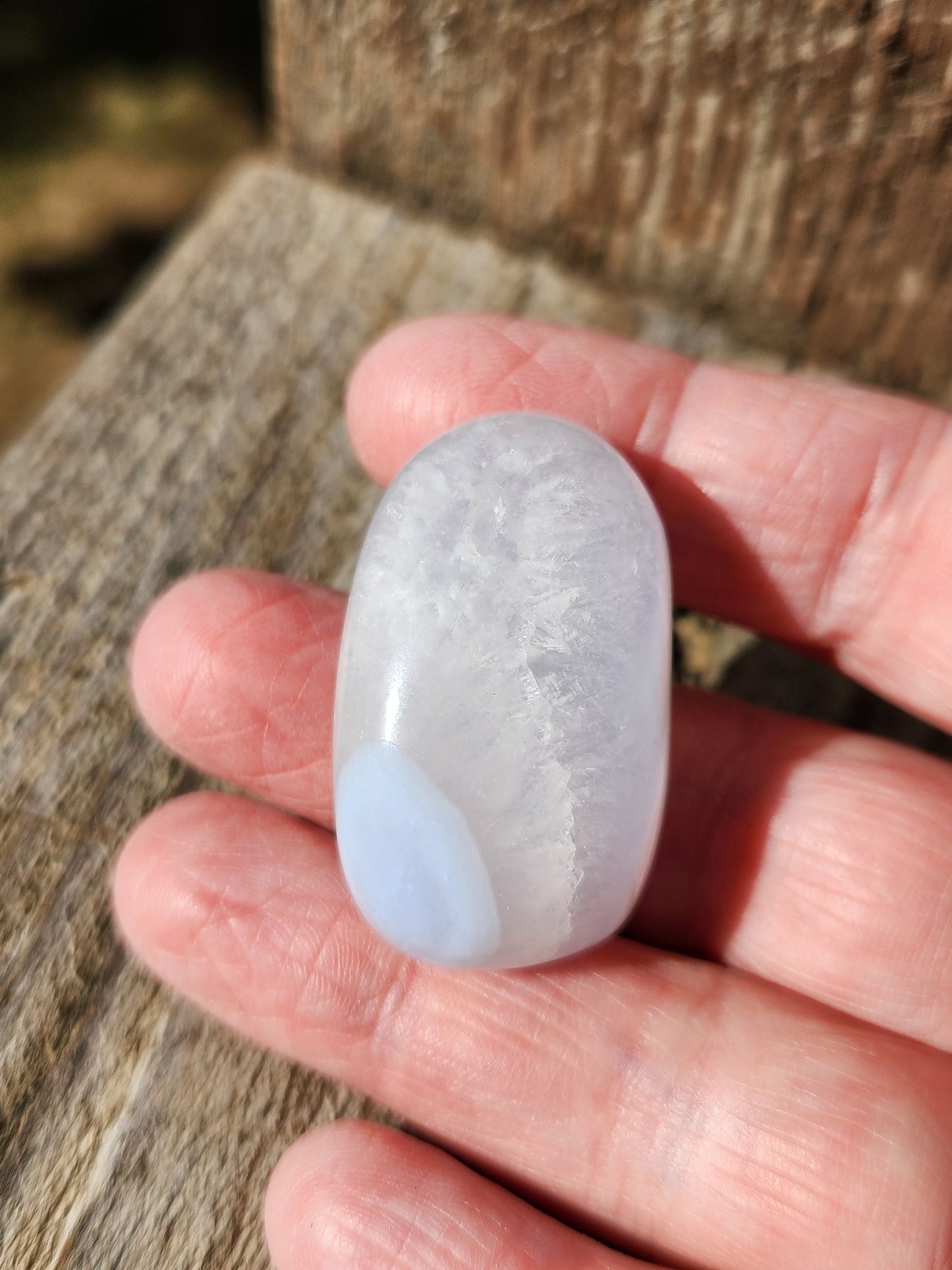 Gorgeous High Quality and High Polished AAA Blue Lace Agate Tumble Palm Stone