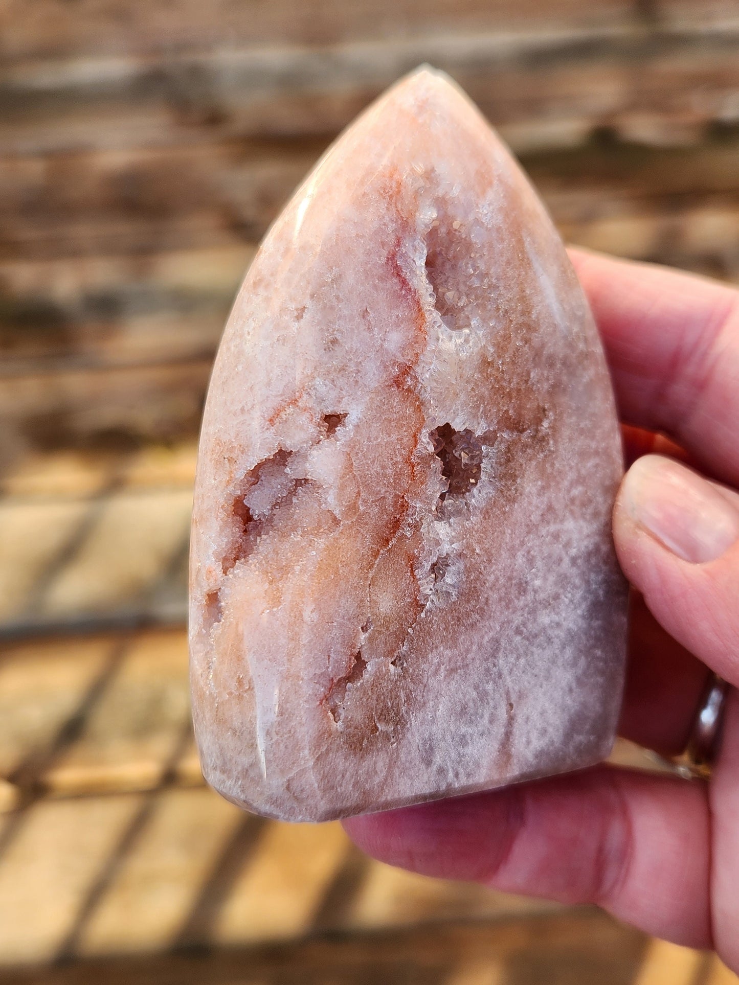 Gorgeous AAA Druzy Pink Amethyst Crystal Flame with Druzy pockets