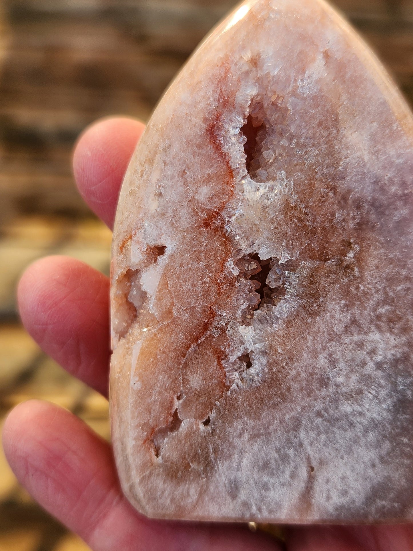 Gorgeous AAA Druzy Pink Amethyst Crystal Flame with Druzy pockets