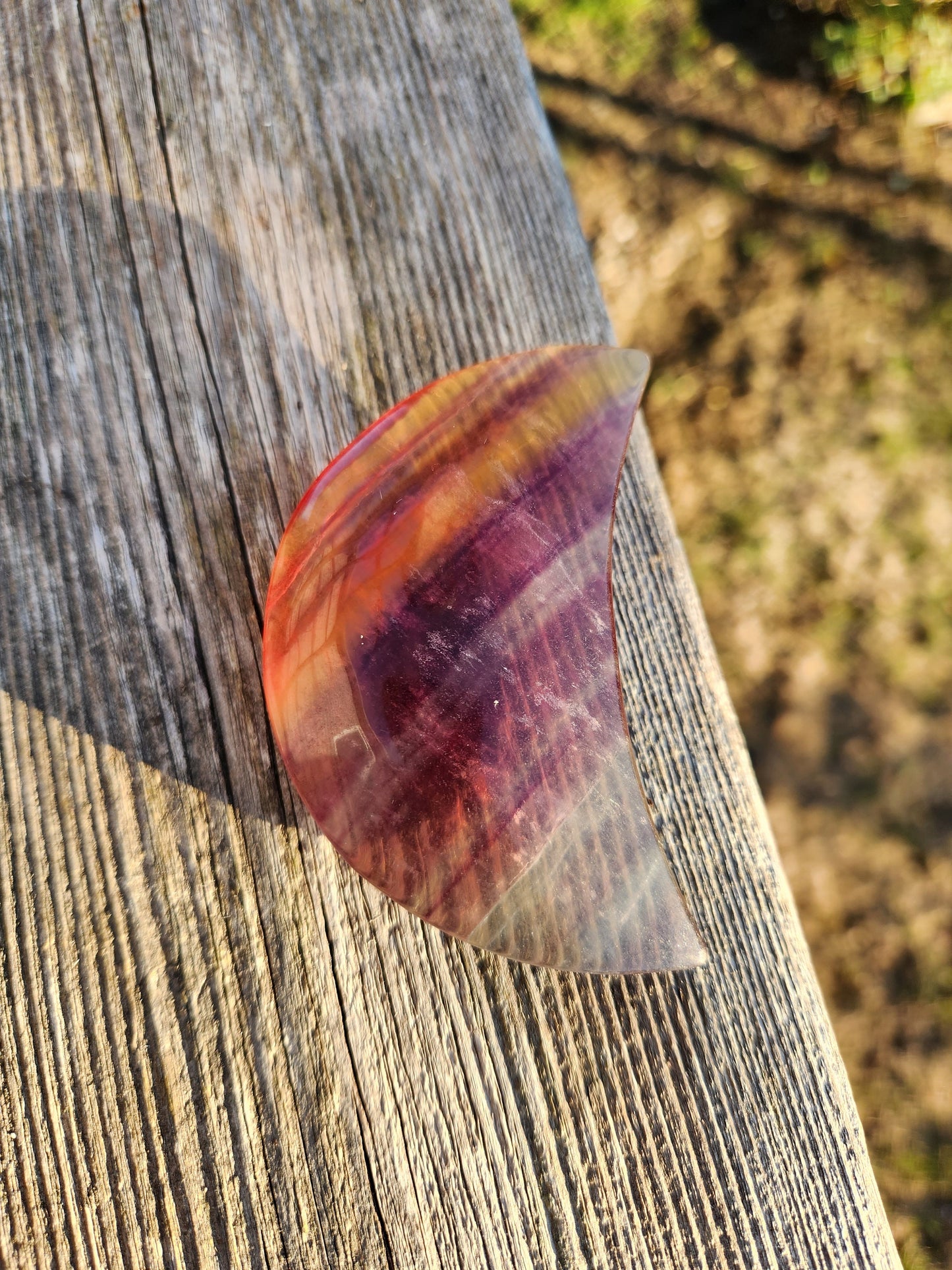 Beautiful Colorful Candy Rainbow Fluorite Crystal Half Moon Crystal Stone