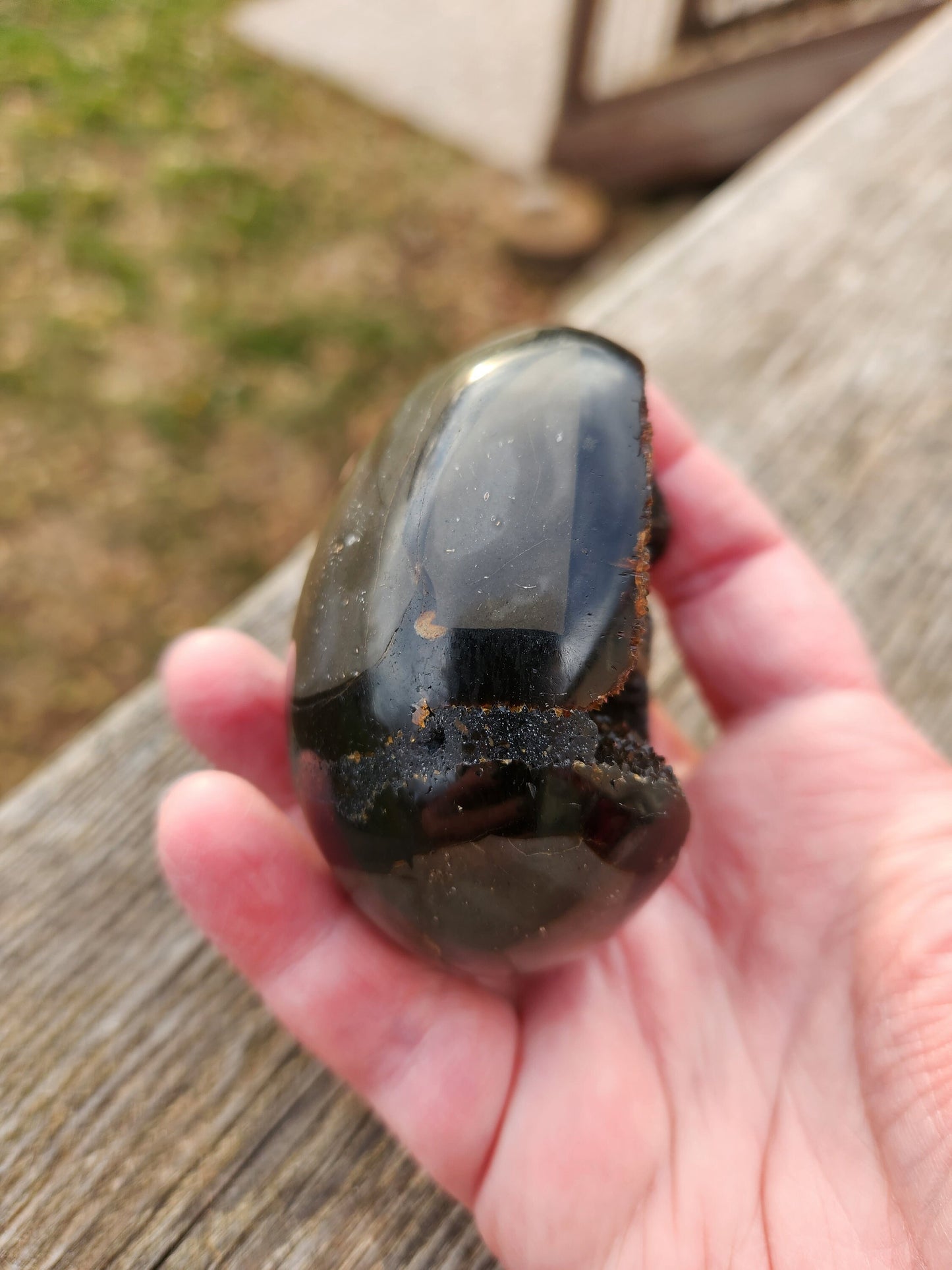 Beautiful AAA High Quality Septarian Dragon Rock Egg Crystal with stand