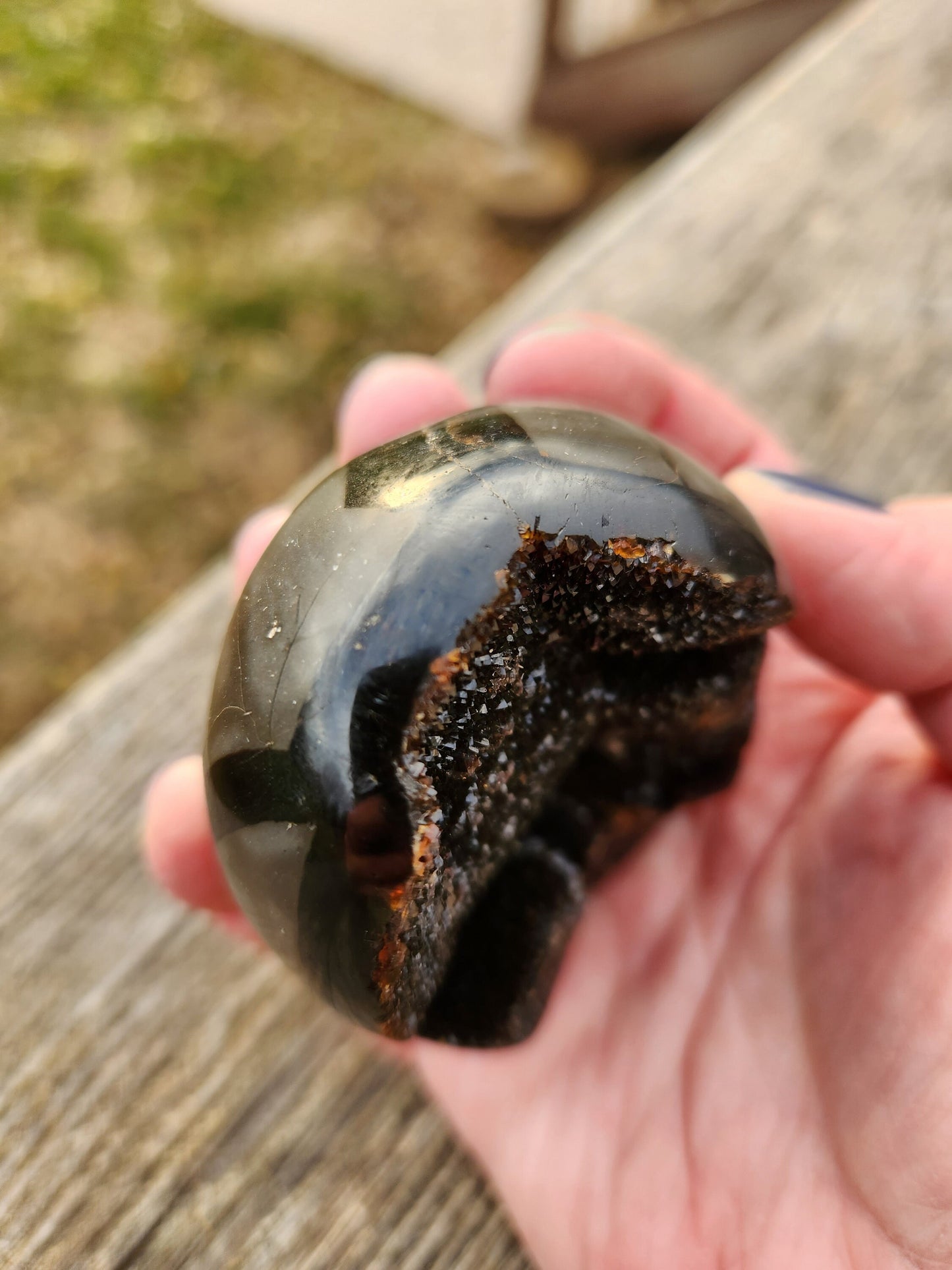 Beautiful AAA High Quality Septarian Dragon Rock Egg Crystal with stand