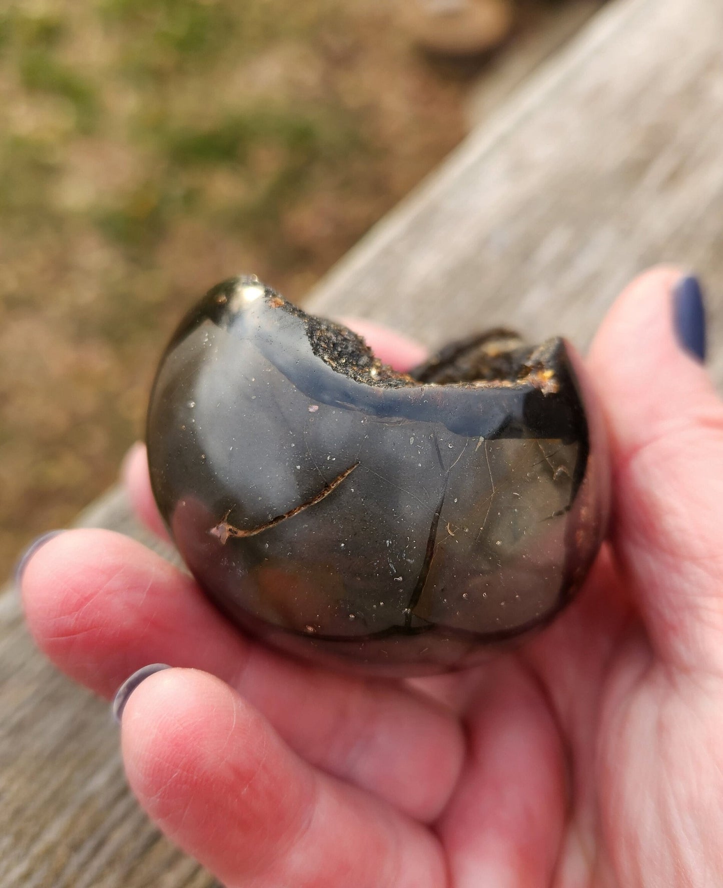 AAA Septarian Dragon Rock Egg Crystal with Stand - Morocco