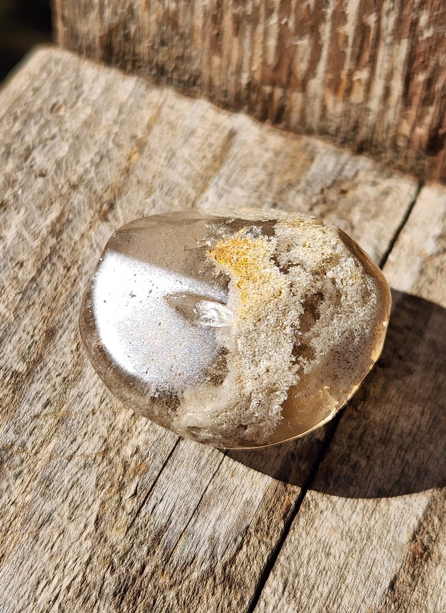 Gorgeous AAA Smoky Garden Quartz Crystal Tumble with inclusions, Lodolite