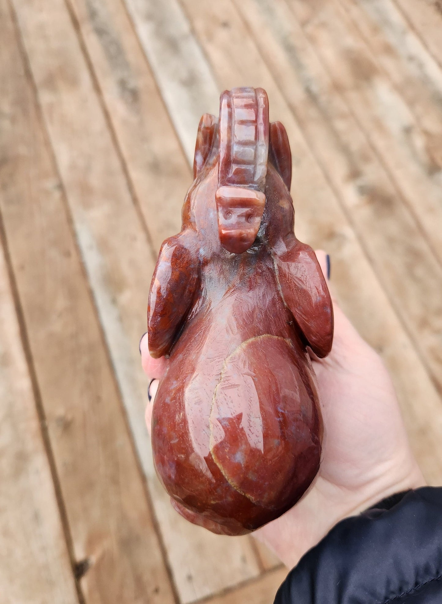 Polished Indian Agate Carved Elephant Crystal Stone