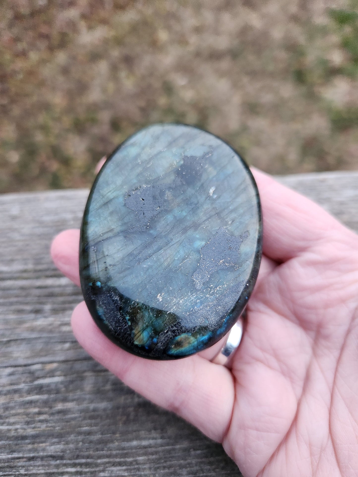 Unique High Polished AAA Labradorite Crystal Large Palm Stone with flash