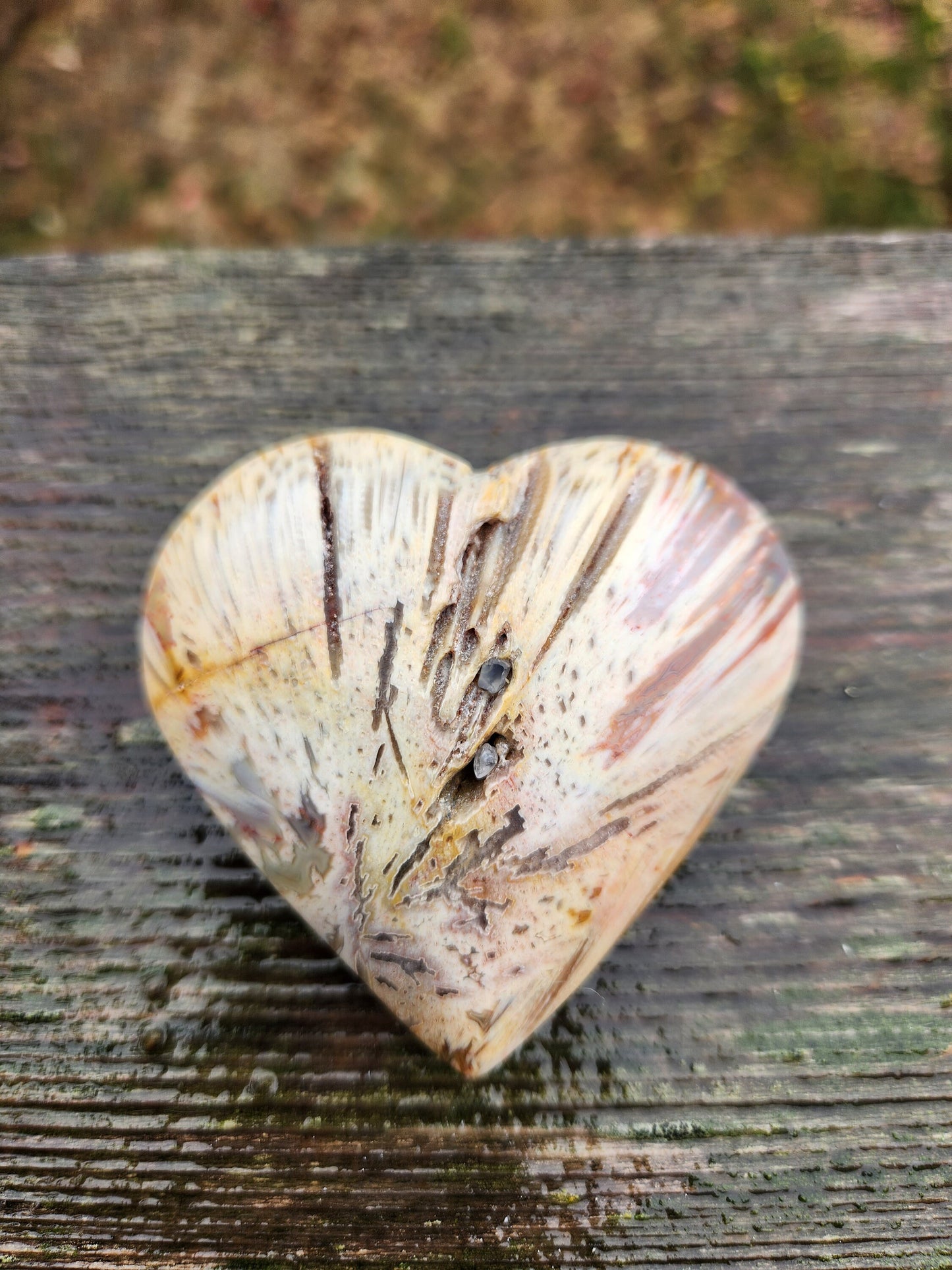 Gorgeous Druzy High Polished Bahia Jasper Crystal Heart Crystal Pockets