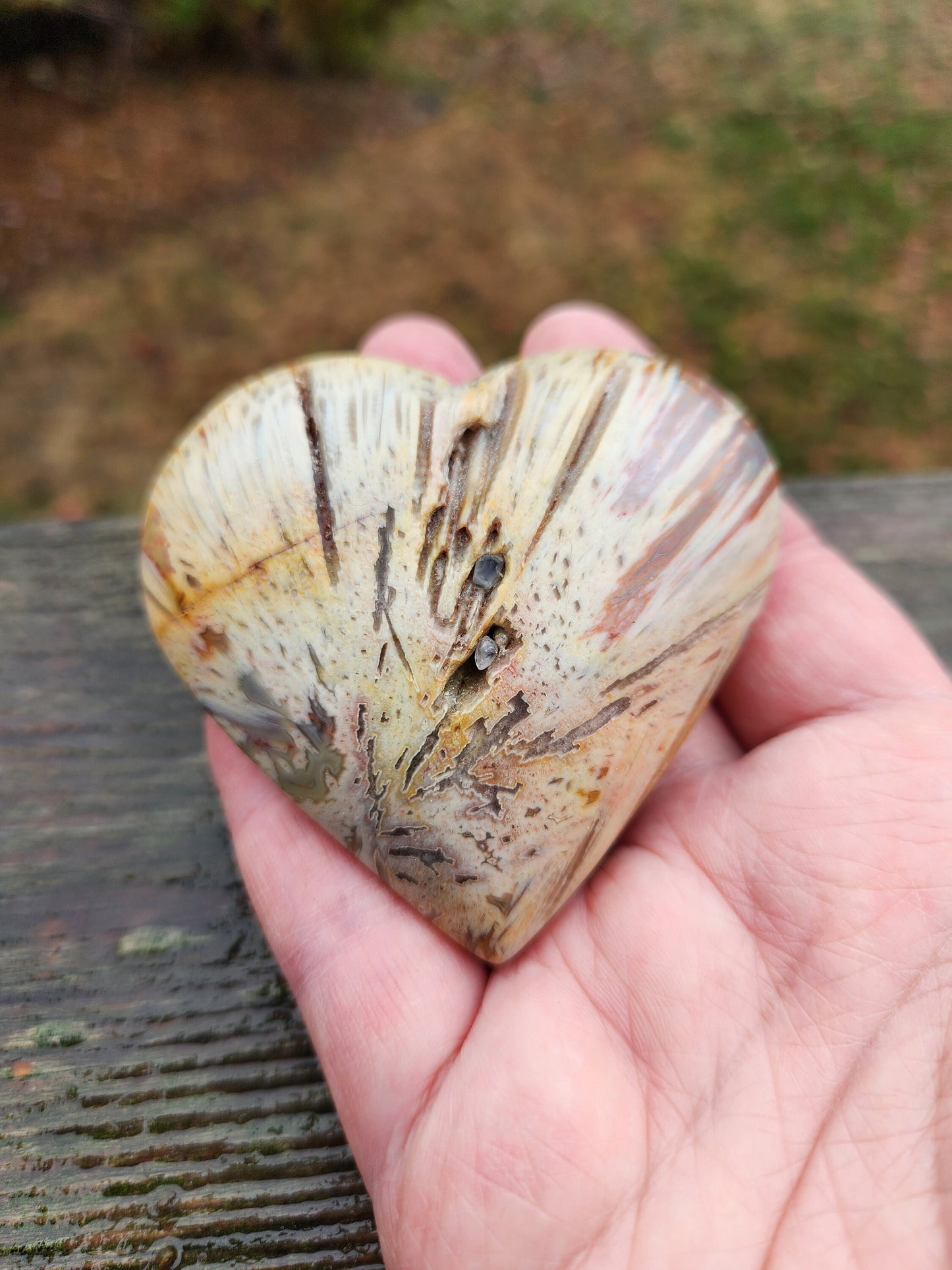 Gorgeous Druzy High Polished Bahia Jasper Crystal Heart Crystal Pockets