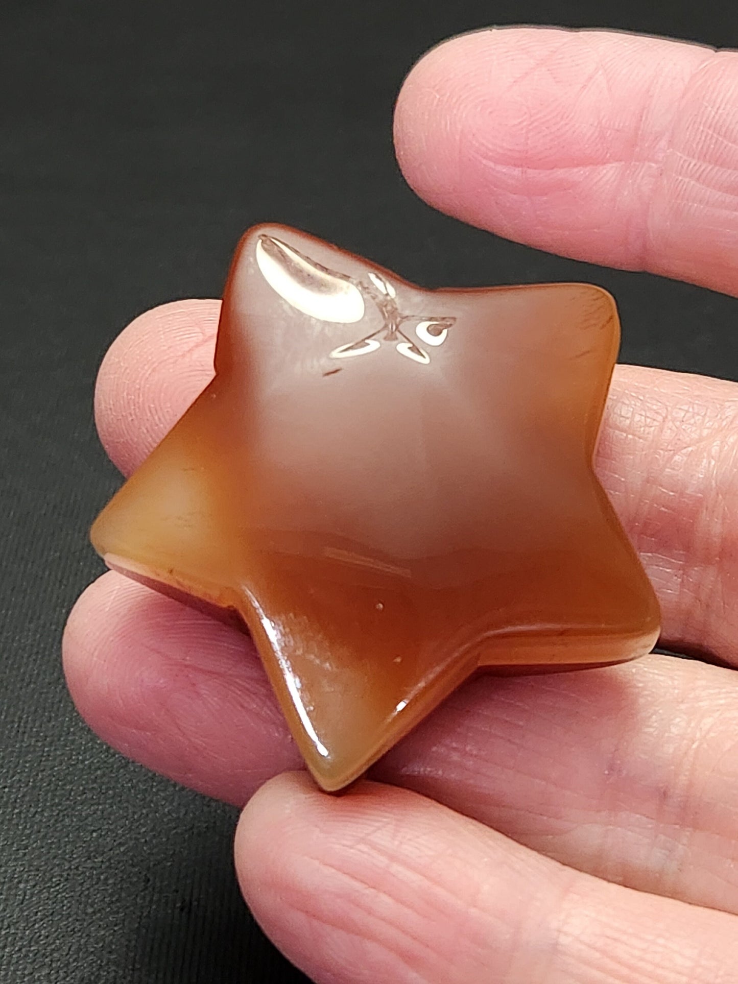 Beautiful 5 Point Small Carnelian Crystal Star with High Polish