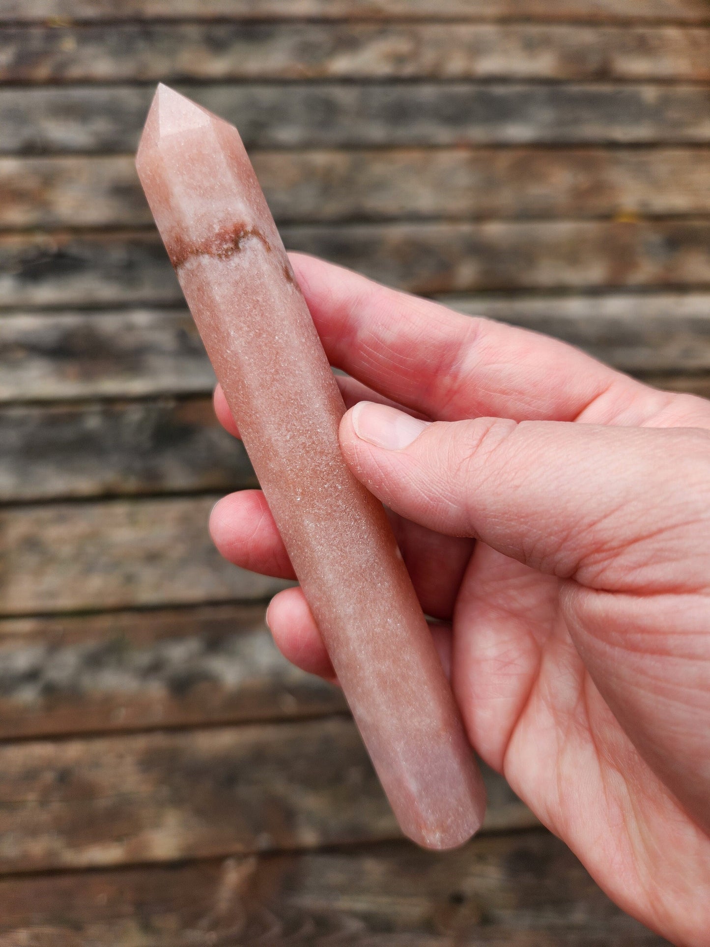 Beautiful Sparkly 6 Point High Quality Pink Amethyst Crystal Wand with banding, Energy work