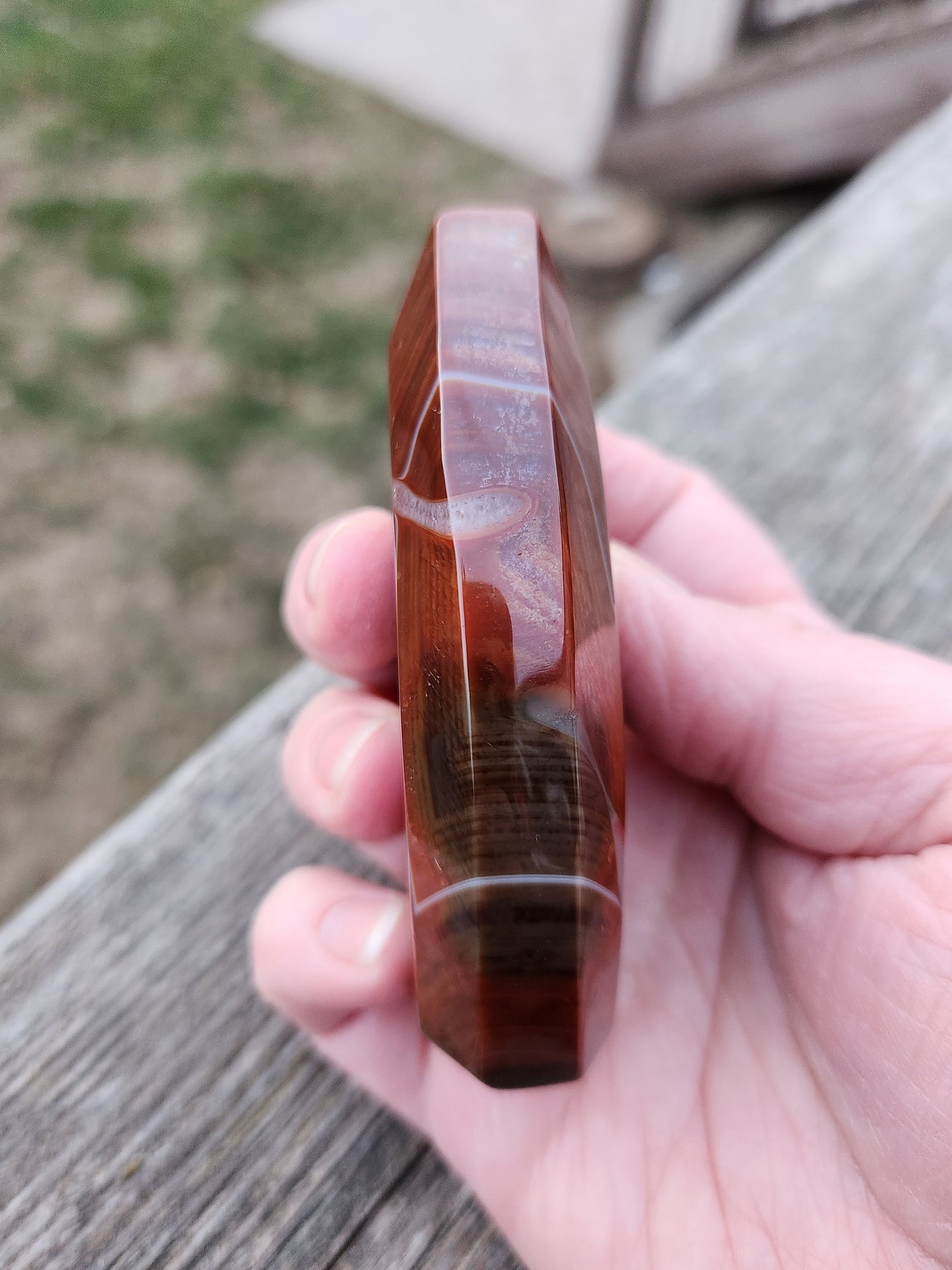 Beautiful Druzy Carnelian Crystal Flame with Banding and High Polish