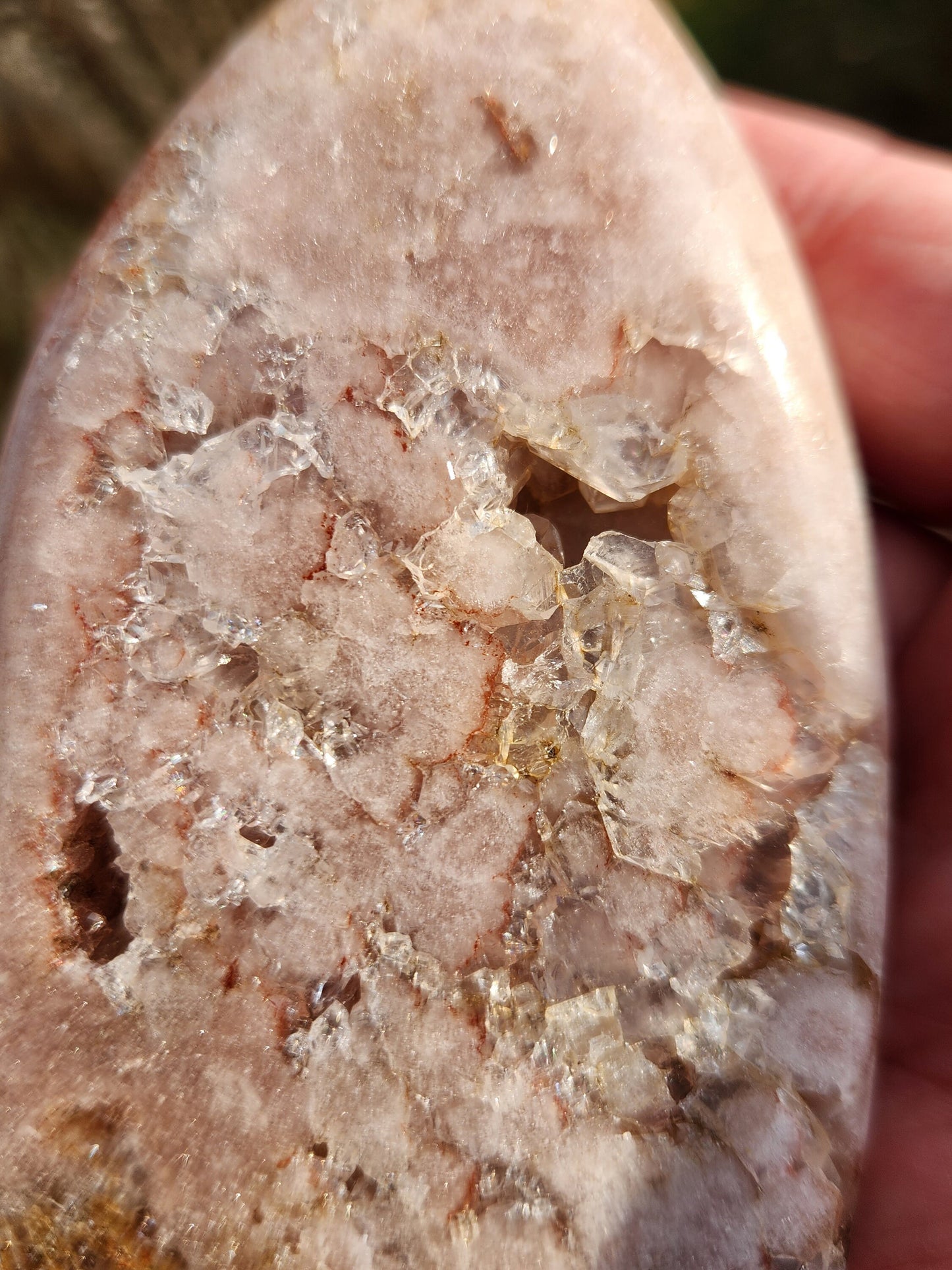 Gorgeous AAA Pink Amethyst Crystal Flame with Druzy pockets Lavender Tone