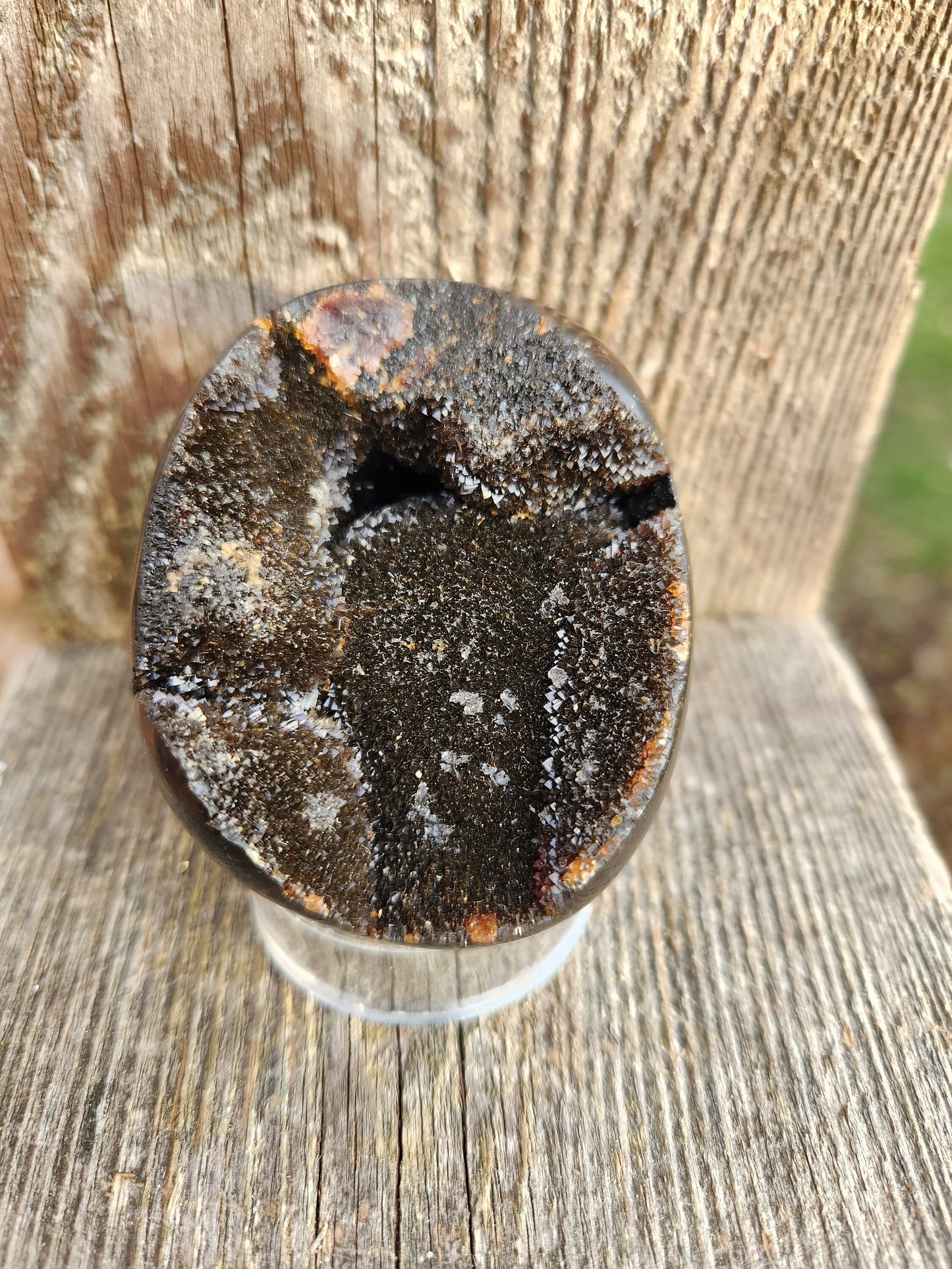 Beautiful AAA High Quality Septarian Dragon Rock Egg Crystal with stand