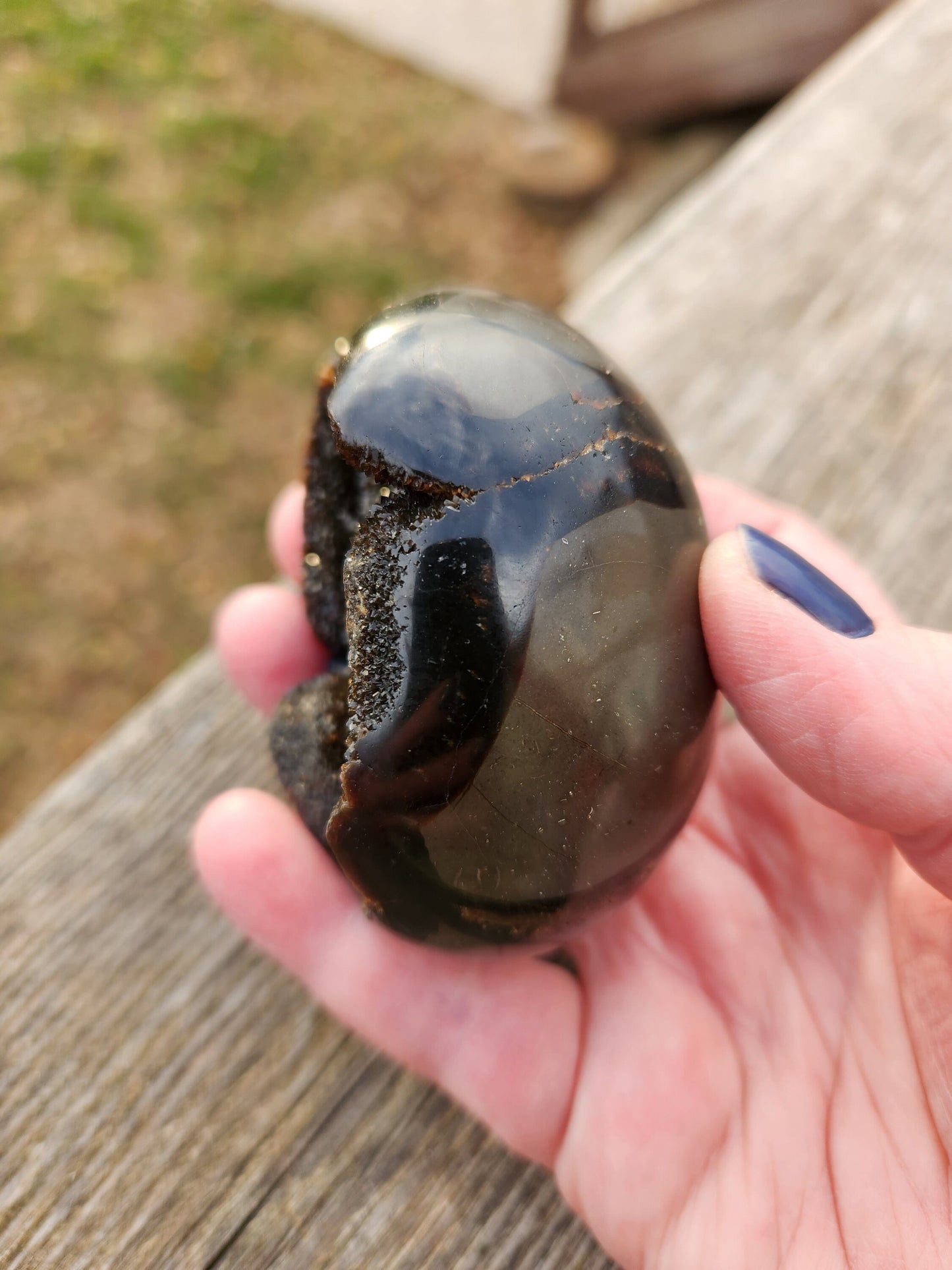 Beautiful AAA High Quality Septarian Dragon Rock Egg Crystal with stand