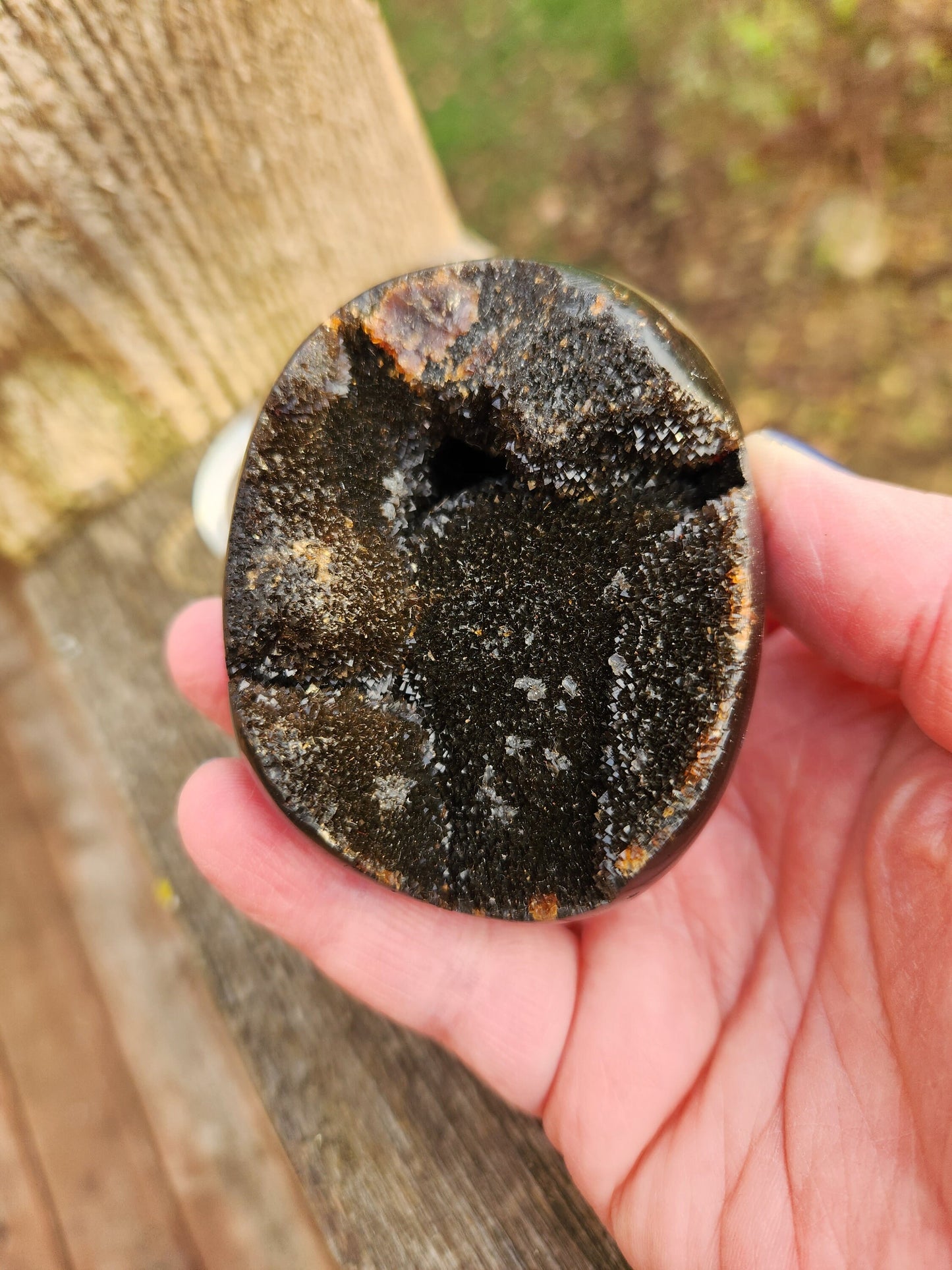 Beautiful AAA High Quality Septarian Dragon Rock Egg Crystal with stand