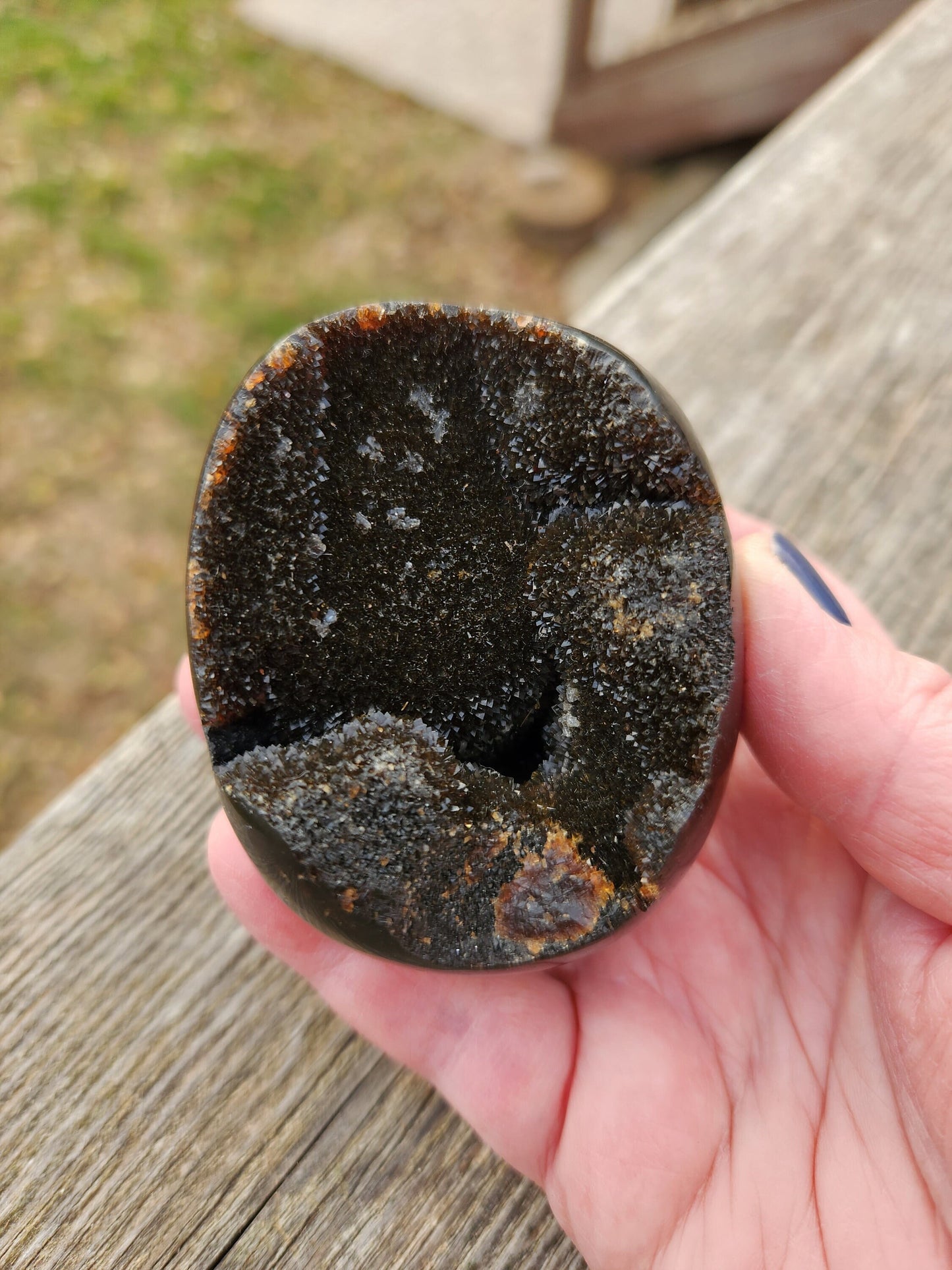 Beautiful AAA High Quality Septarian Dragon Rock Egg Crystal with stand