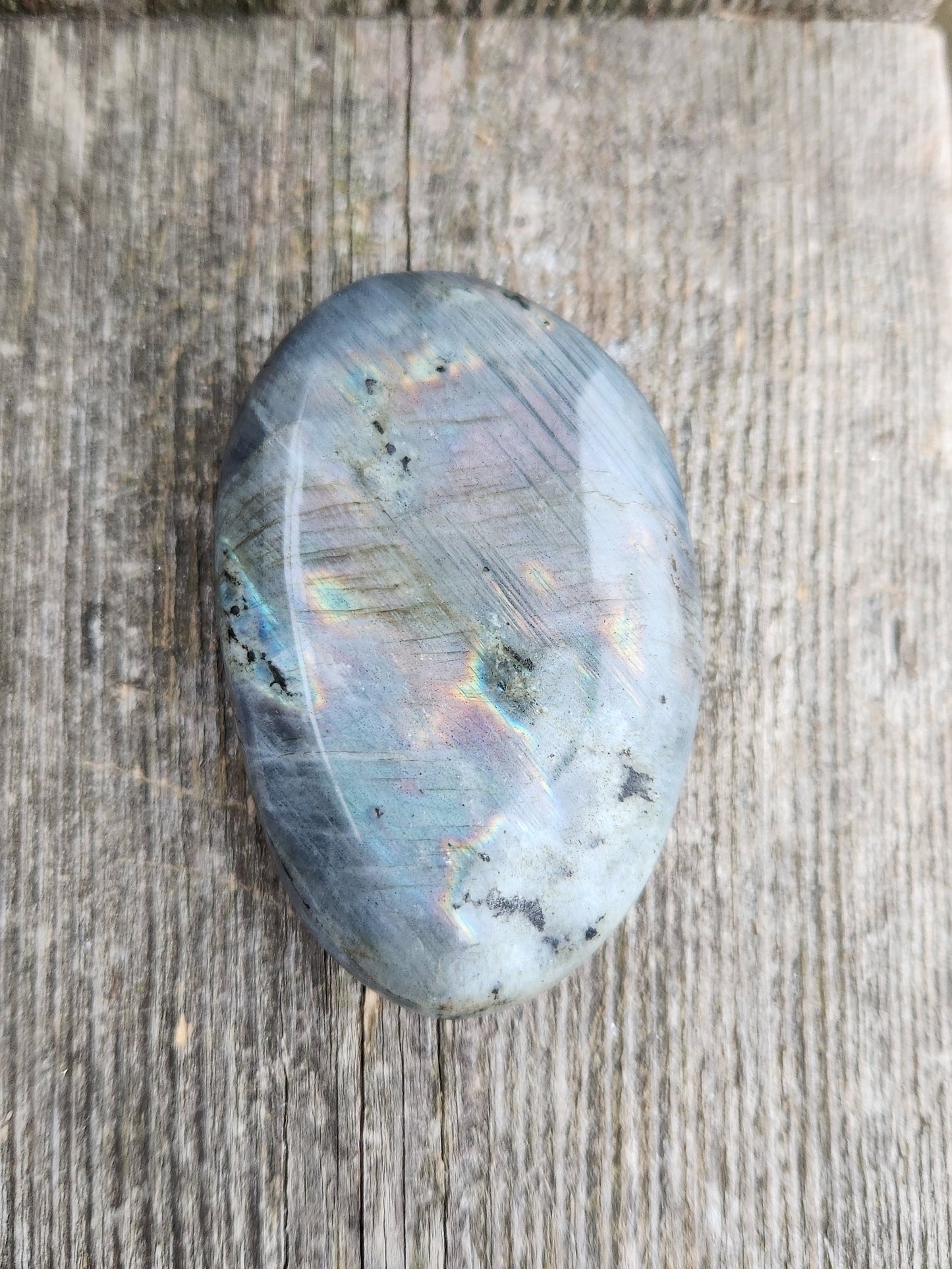 Beautiful High Polished AAA Labradorite Crystal Large Palm Stone with peacock flash