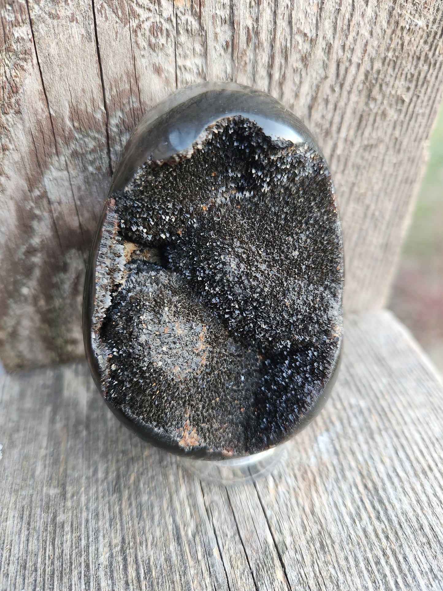 Beautiful AAA High Quality Septarian Dragon Rock Egg Crystal with stand