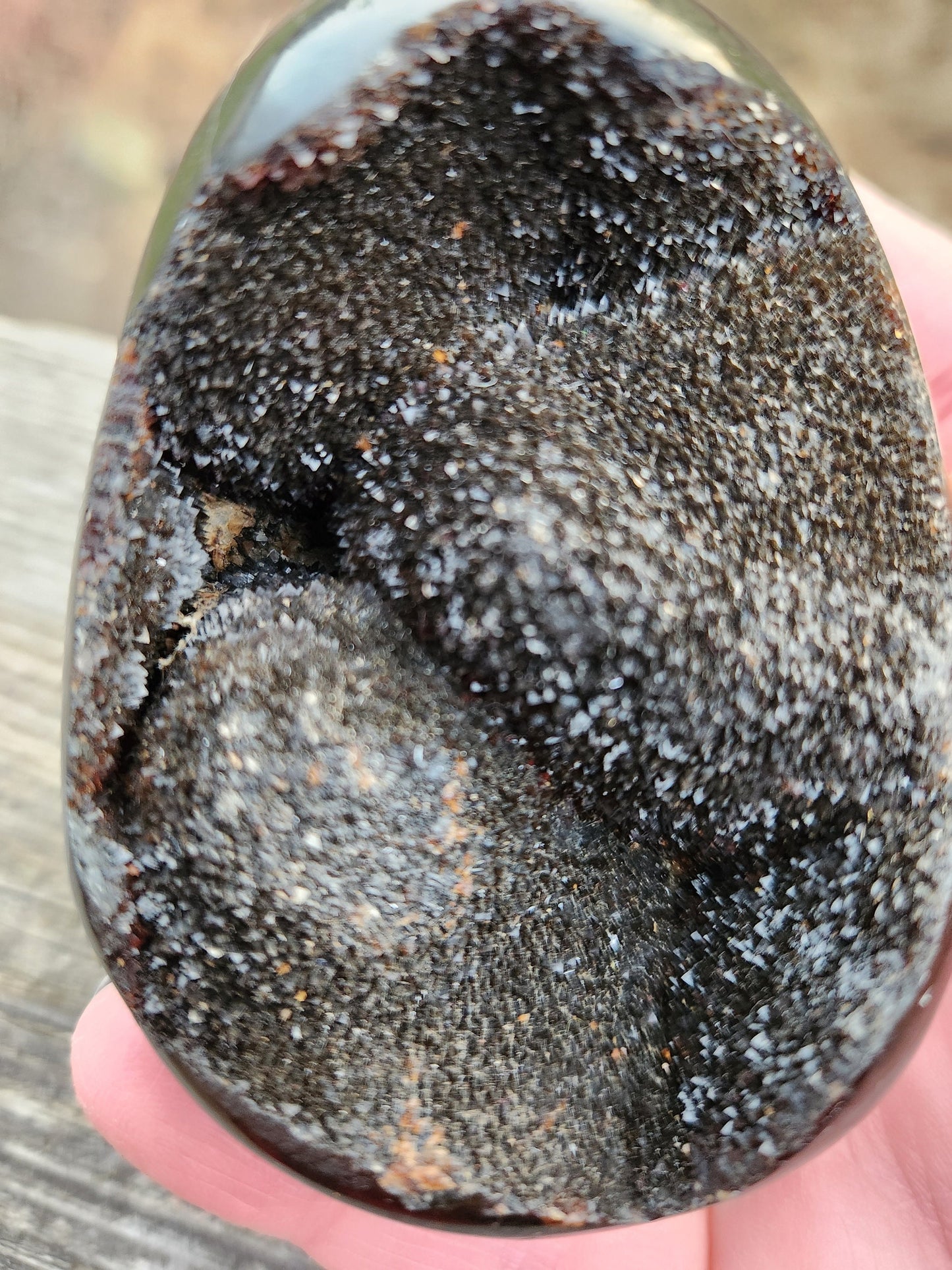 Beautiful AAA High Quality Septarian Dragon Rock Egg Crystal with stand
