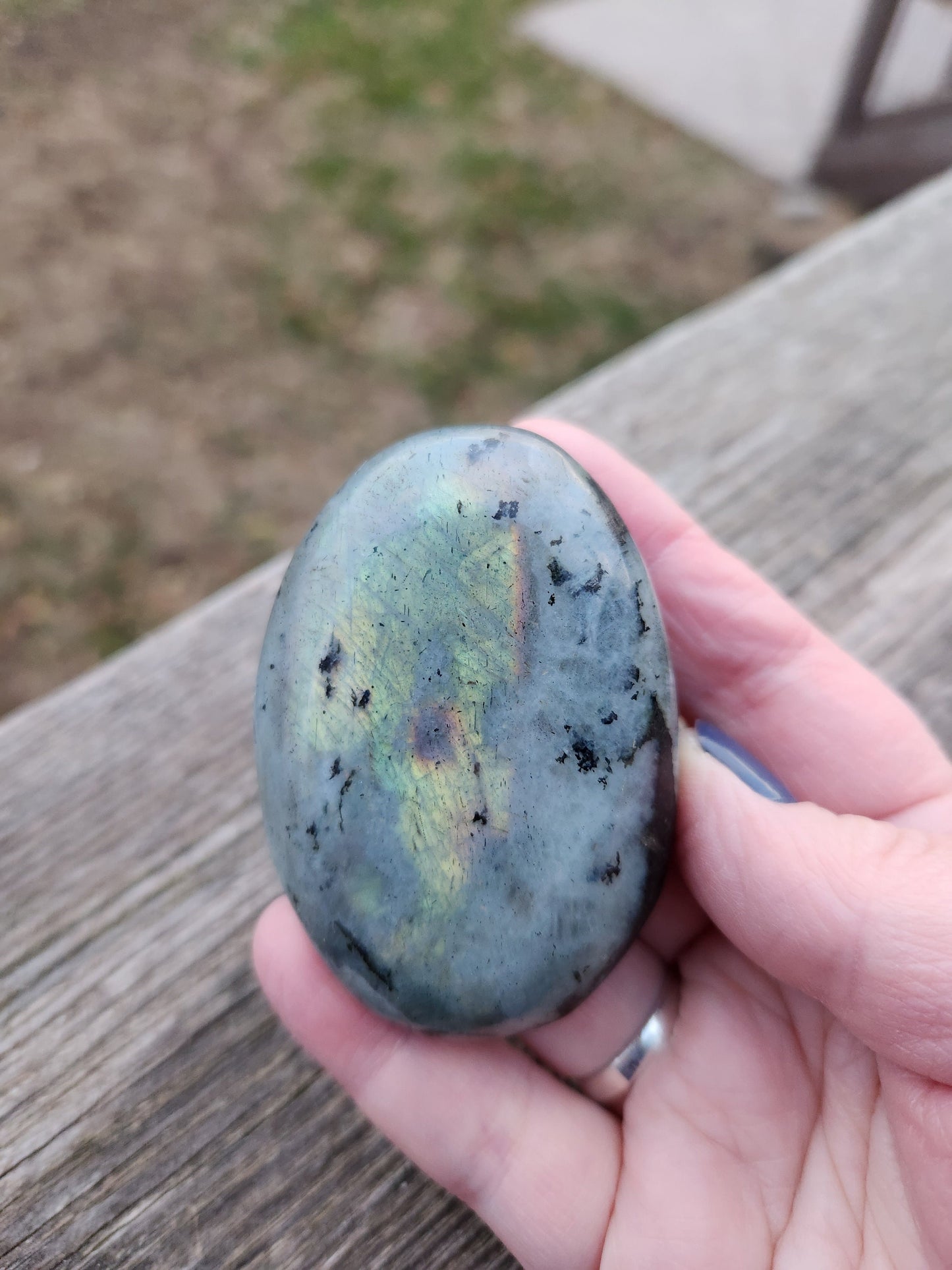 Beautiful High Polished AAA Labradorite Crystal Large Palm Stone with flash