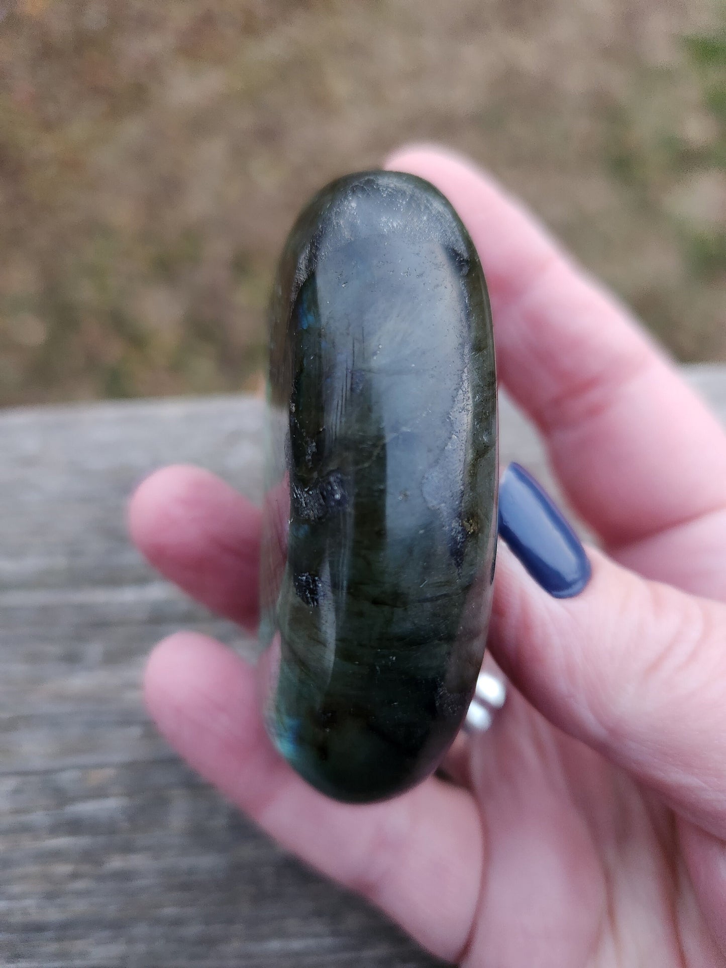 Unique High Polished AAA Labradorite Crystal Large Palm Stone with flash