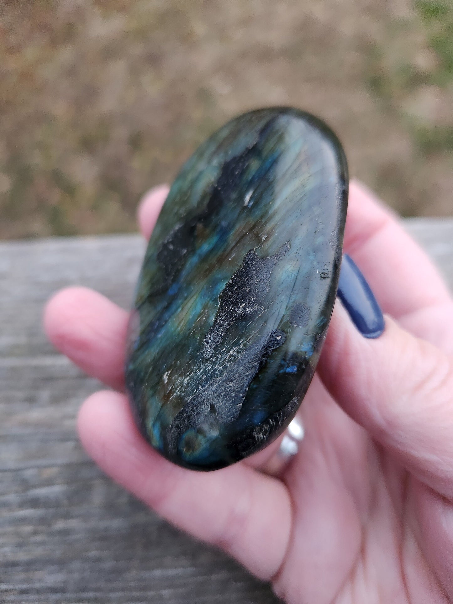Unique High Polished AAA Labradorite Crystal Large Palm Stone with flash