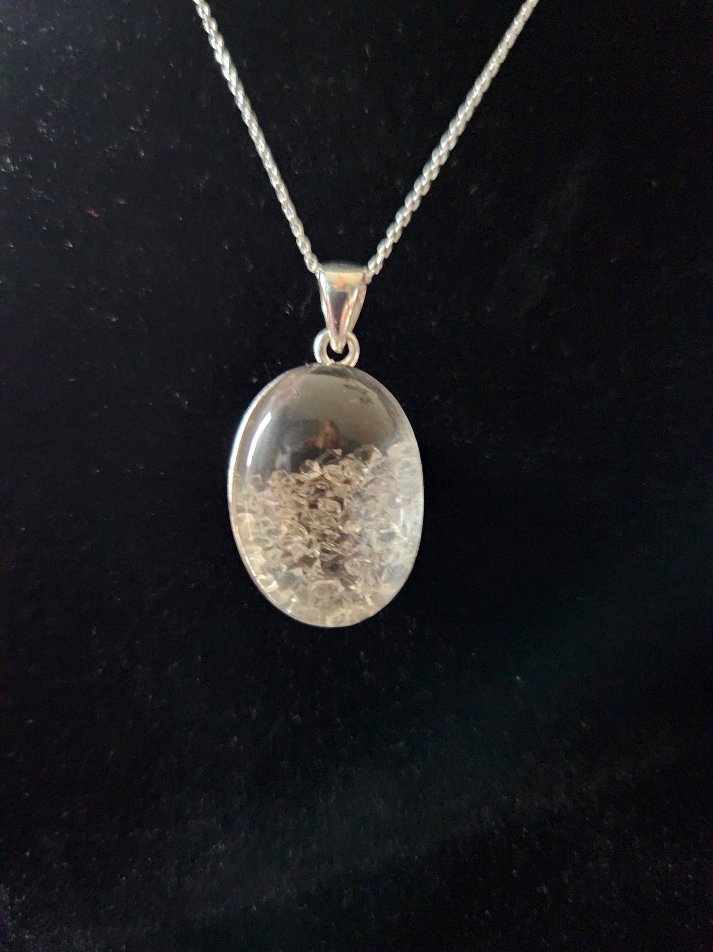 Gorgeous Sterling Silver Herkimer Diamonds Between 2 Clear Quartz Double Cabochons Pendent with 925 SS Necklace, Herkimer Diamond Necklace