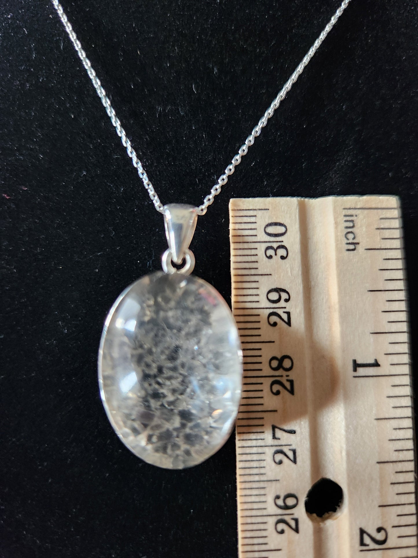 Gorgeous Sterling Silver Herkimer Diamonds Between 2 Clear Quartz Double Cabochons Pendent with 925 SS Necklace, Herkimer Diamond Necklace