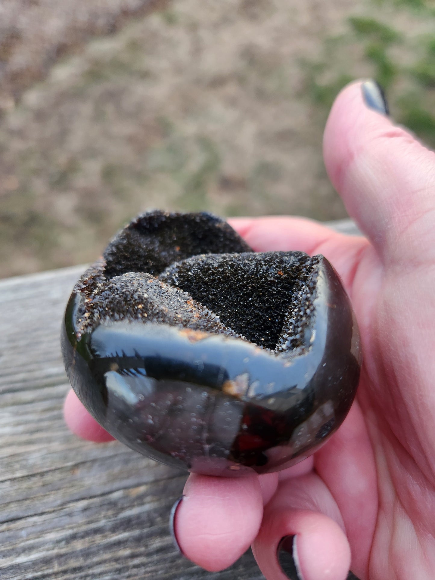 Beautiful AAA High Quality Septarian Dragon Rock Egg Crystal with stand