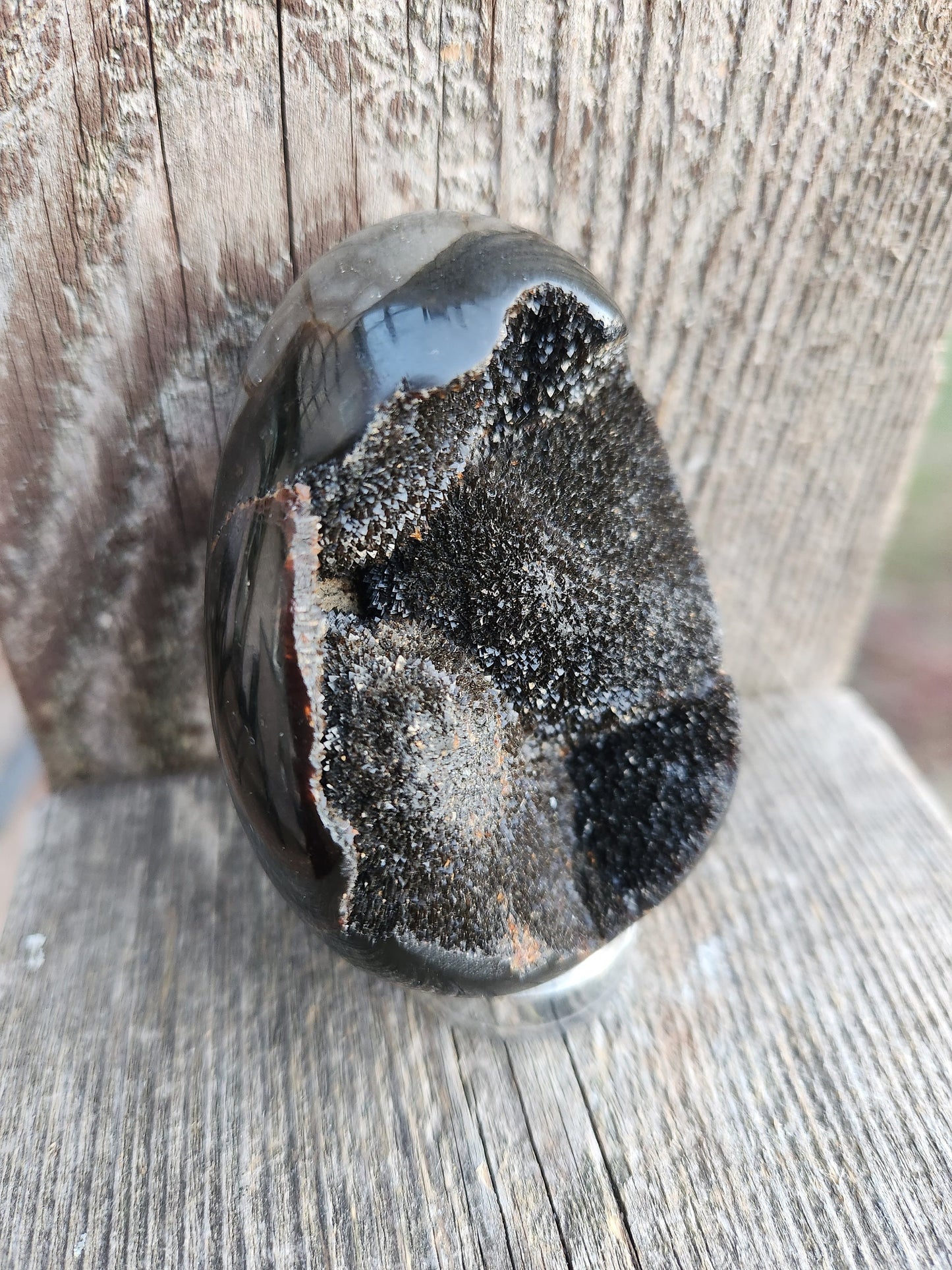 Beautiful AAA High Quality Septarian Dragon Rock Egg Crystal with stand