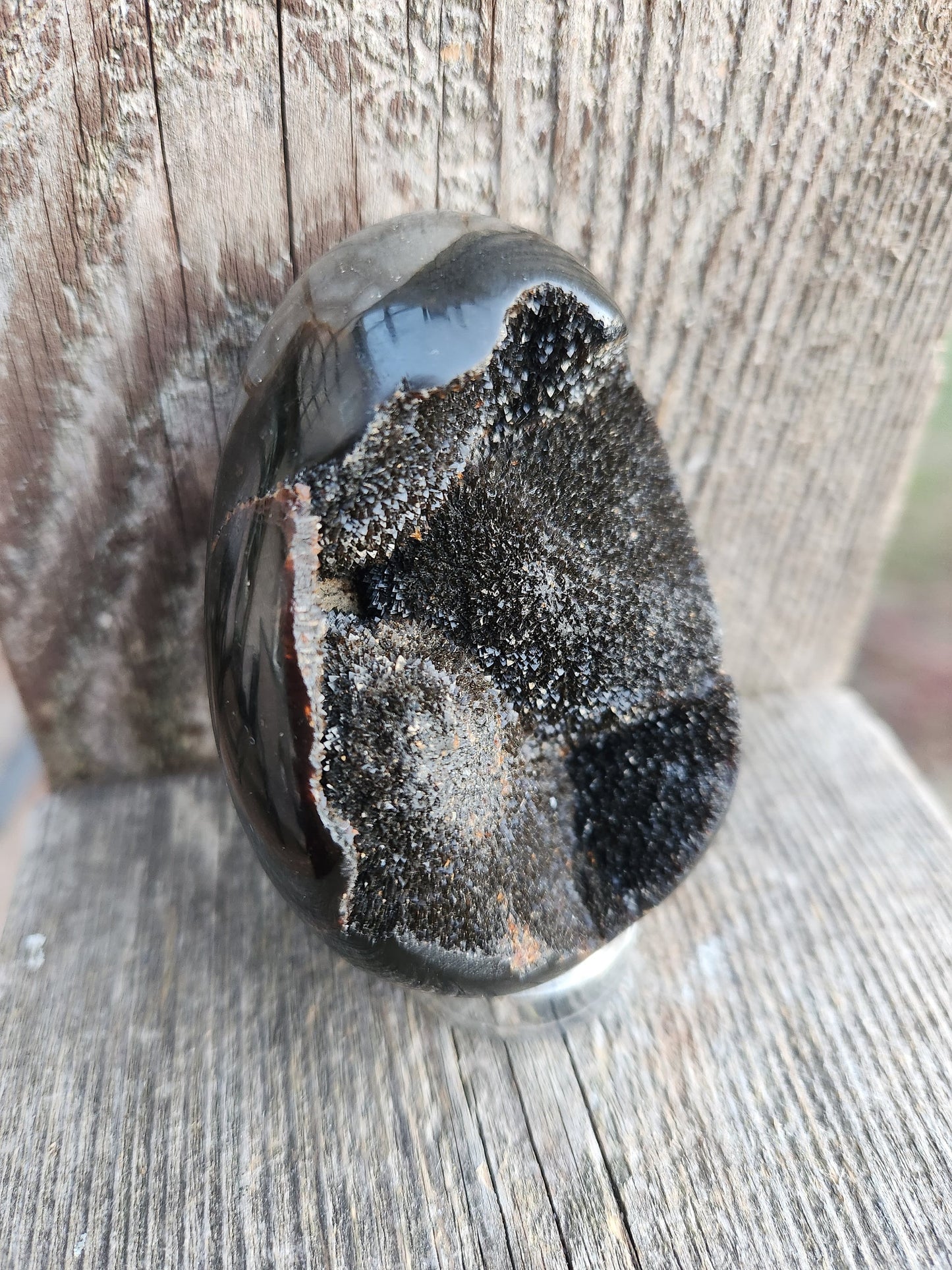 AAA Septarian Dragon Rock Egg Crystal with Stand