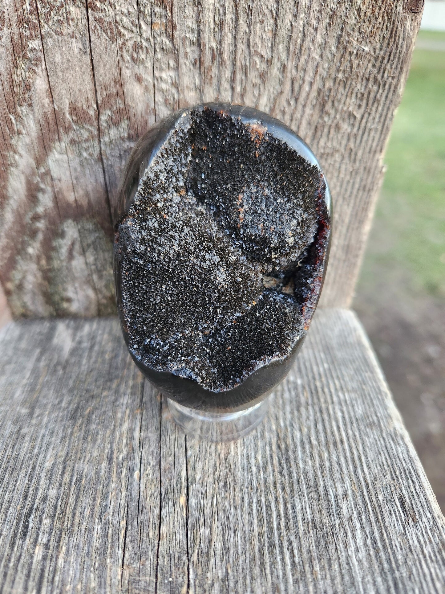 Beautiful AAA High Quality Septarian Dragon Rock Egg Crystal with stand