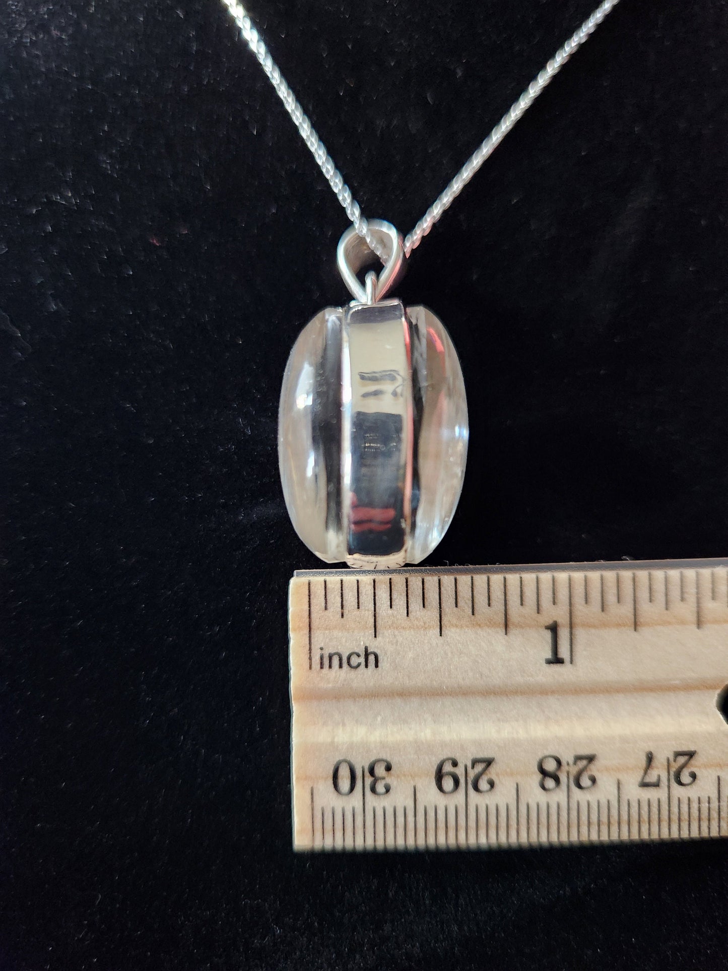 Gorgeous Sterling Silver Herkimer Diamonds Between 2 Clear Quartz Double Cabochons Pendent with 925 SS Necklace, Herkimer Diamond Necklace
