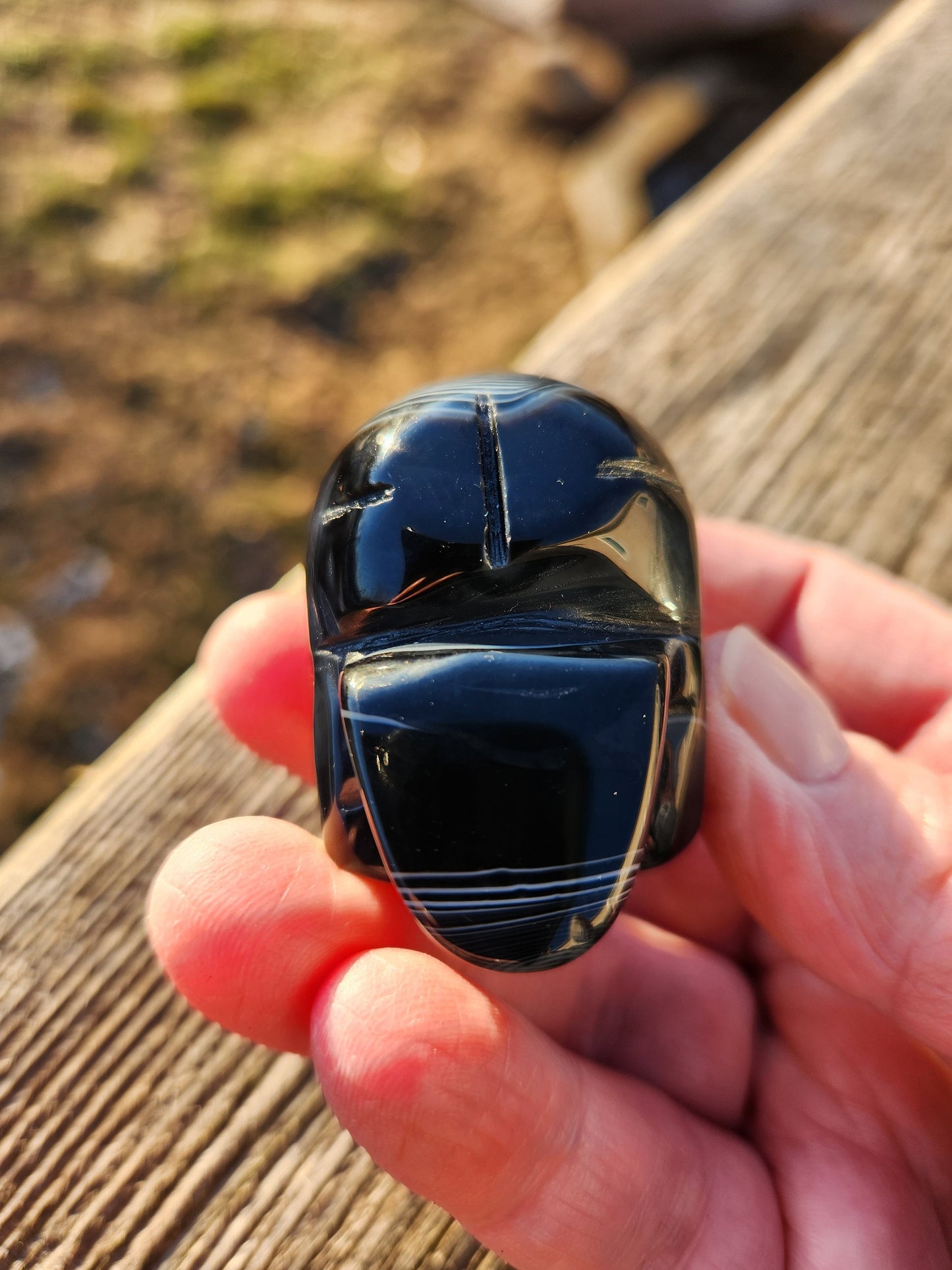 Hand Carved Black Onyx Agate Skull: AAA Quality Crystal Figurine