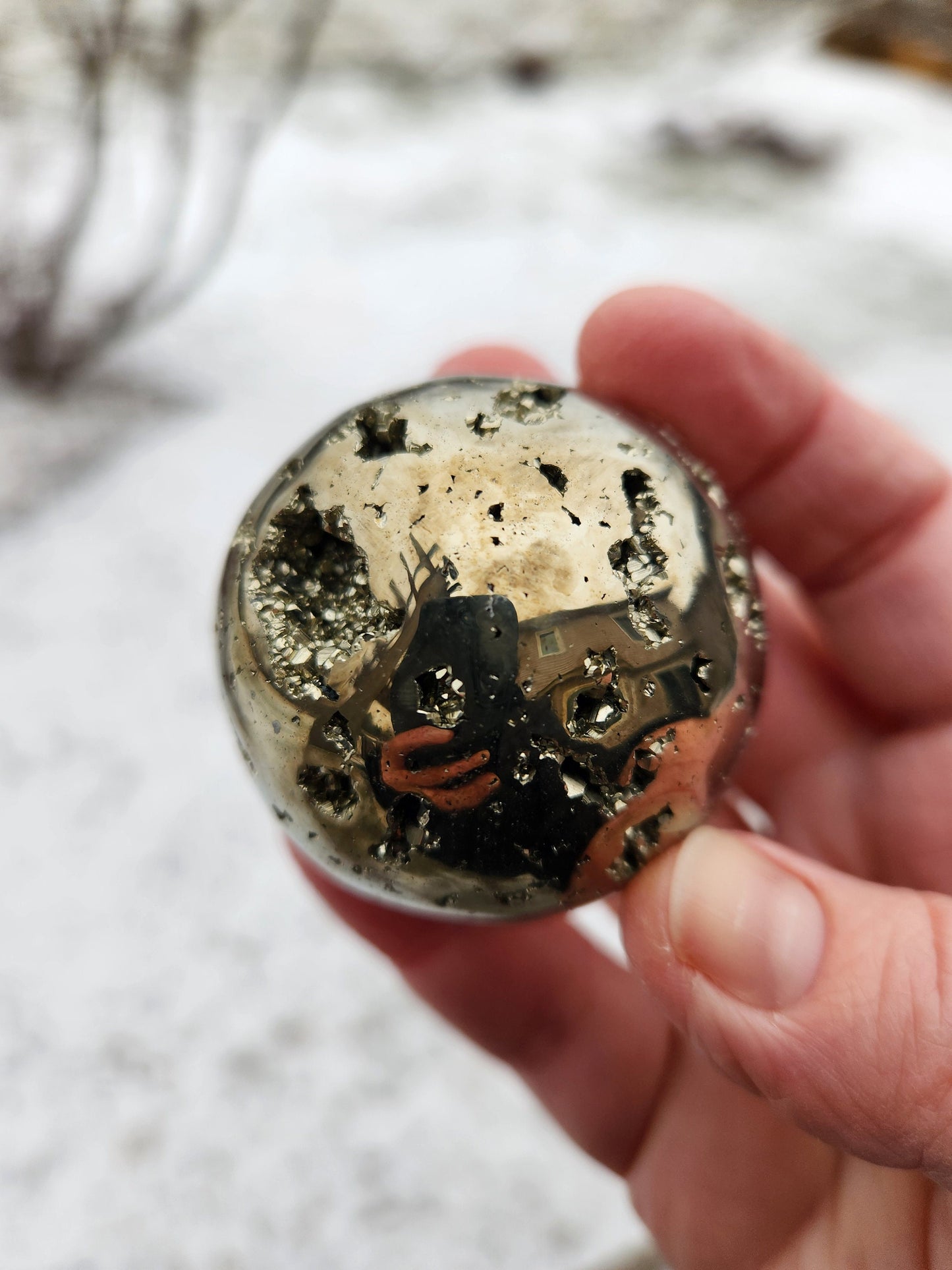 Beautiful AAA Pyrite Sphere Natural Stone Crystal with Druzy Pockets and Caves