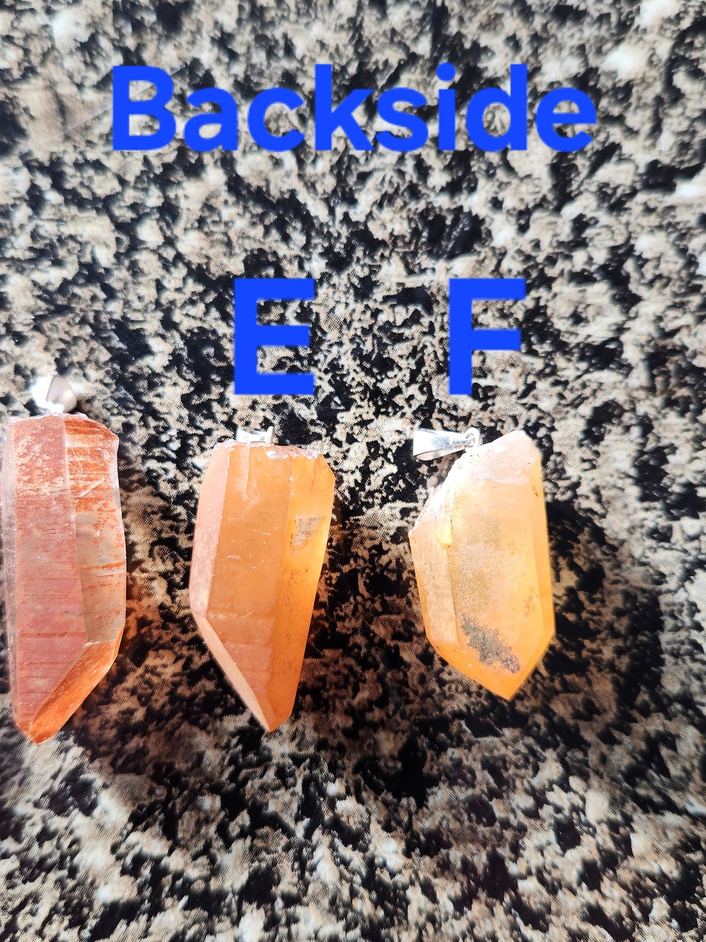Raw Tangerine Quartz Crystal Point Pendant: Silver Bale