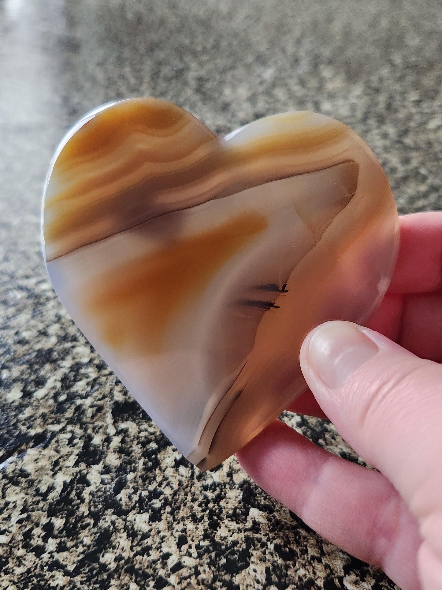 Beautiful Buttery Polished Druzy Agate Crystal Heart on metal stand
