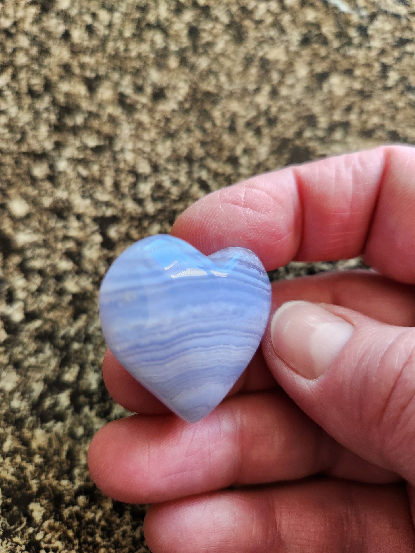 AAA Blue Lace Agate Crystal Heart: Banded Stone