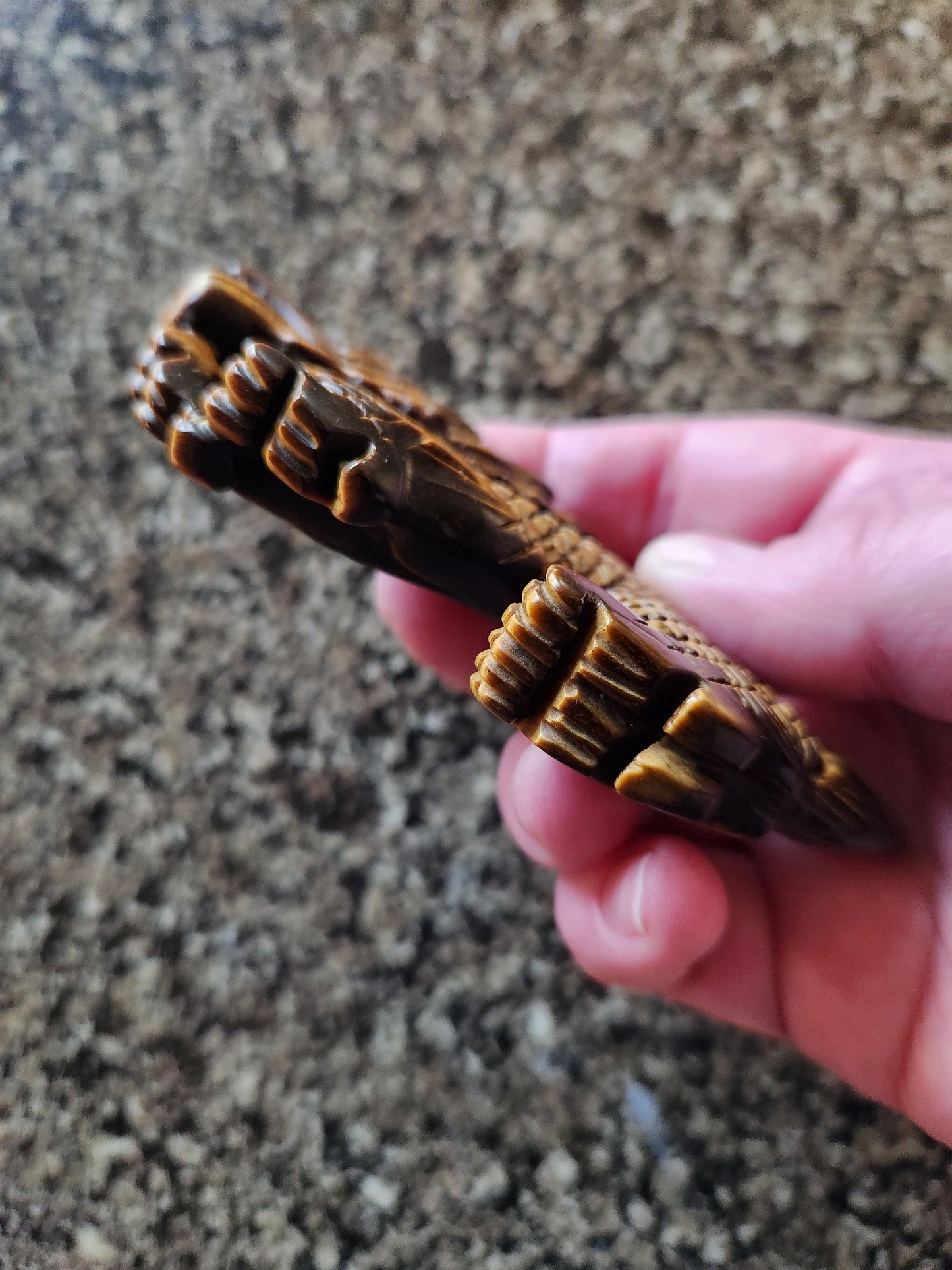 Tigers Eye Crystal Dragon Carving: Hand Carved Year of the Dragon